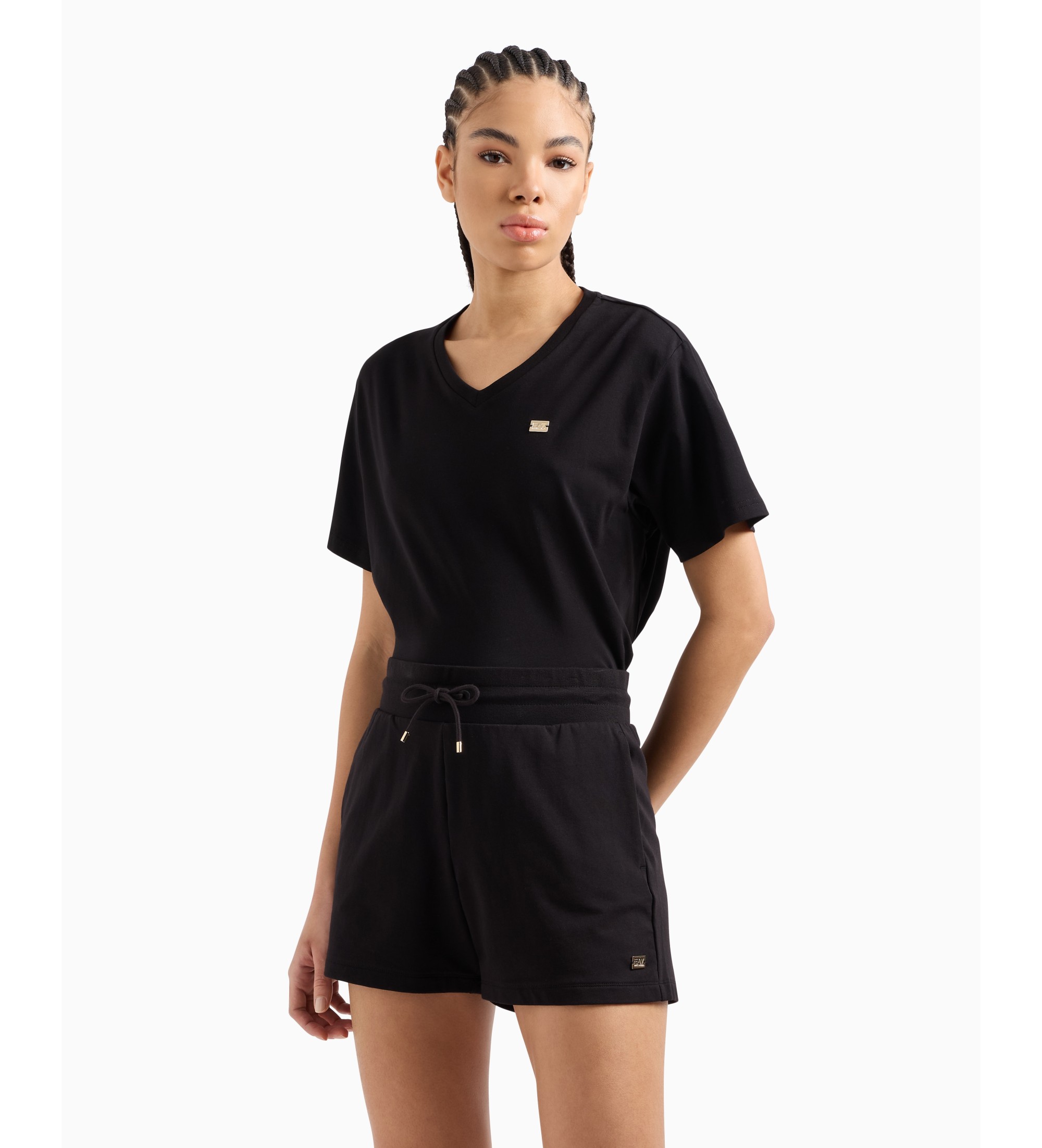 EA7 für Damen. 7W000079_AF13135 Felpa Shorts schwarz (M), Lässig, Sportlich, Baumwolle, Multisport
