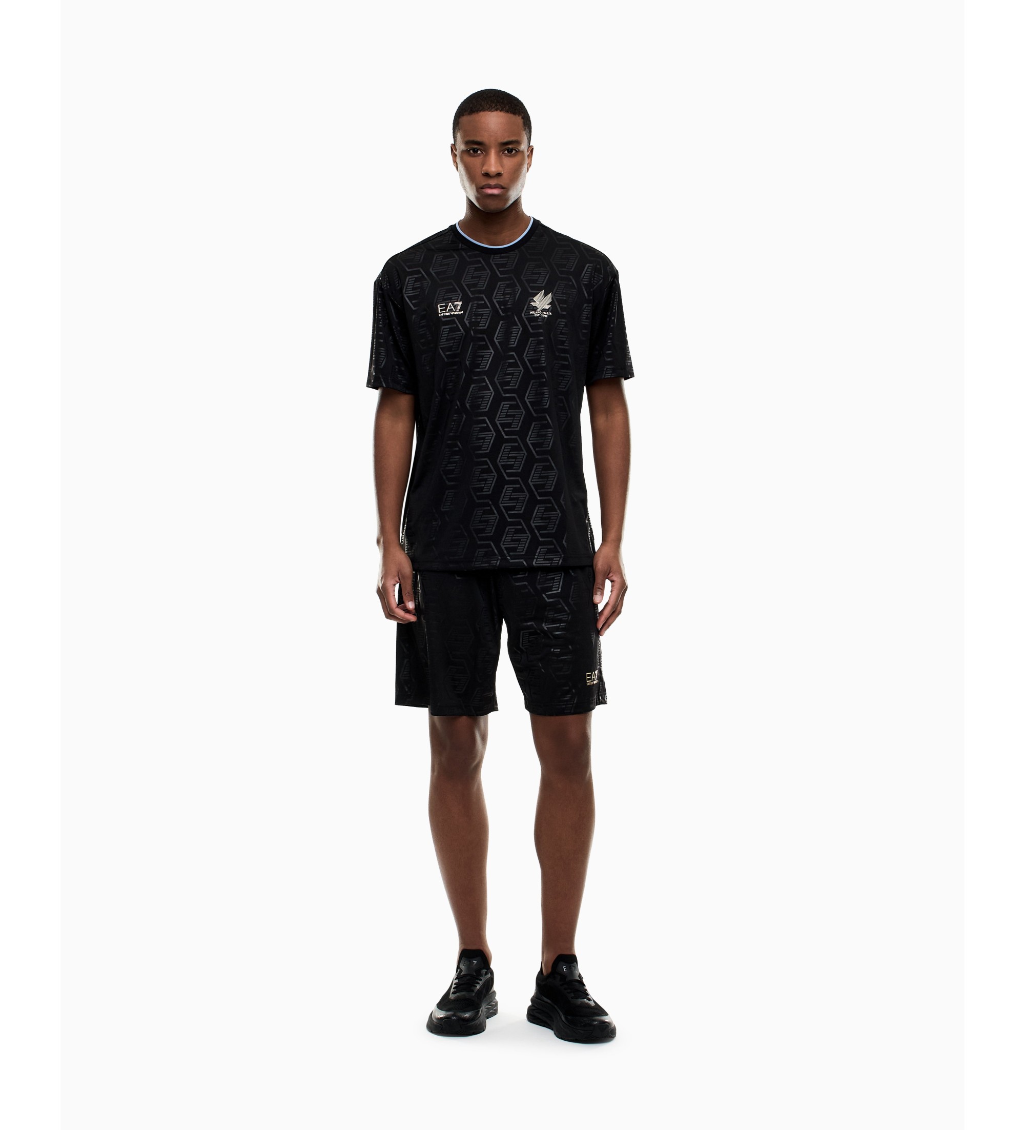 EA7 für Herren. 7M001304_AF13537 Fußball-Set schwarz (M), Lässig, Sportlich, Polyester, Kurzarm