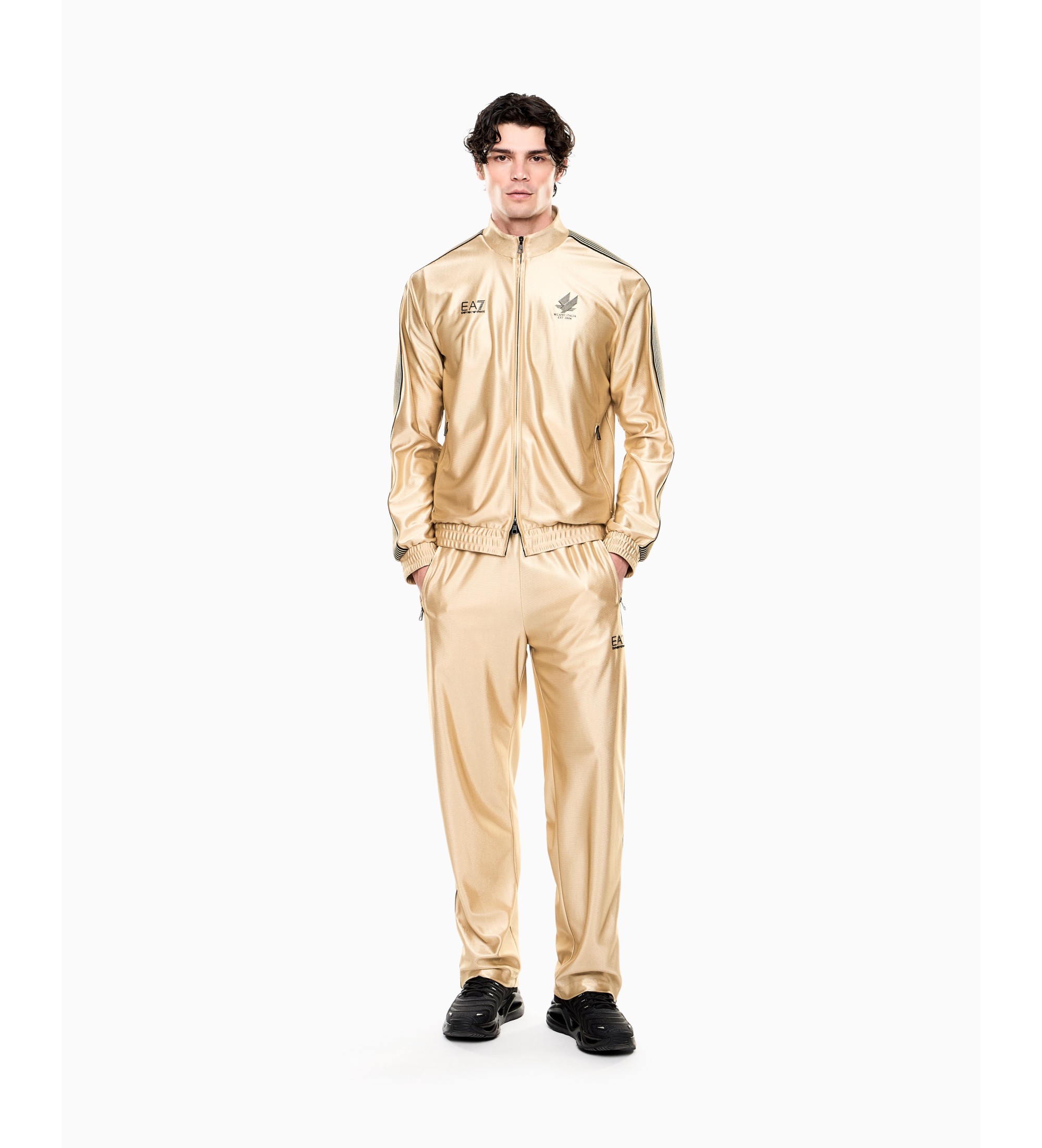 EA7 für Herren. 7M001613_AF21688 Goldener Soccer-Trainingsanzug (M), Lässig, Polyester, Langarm