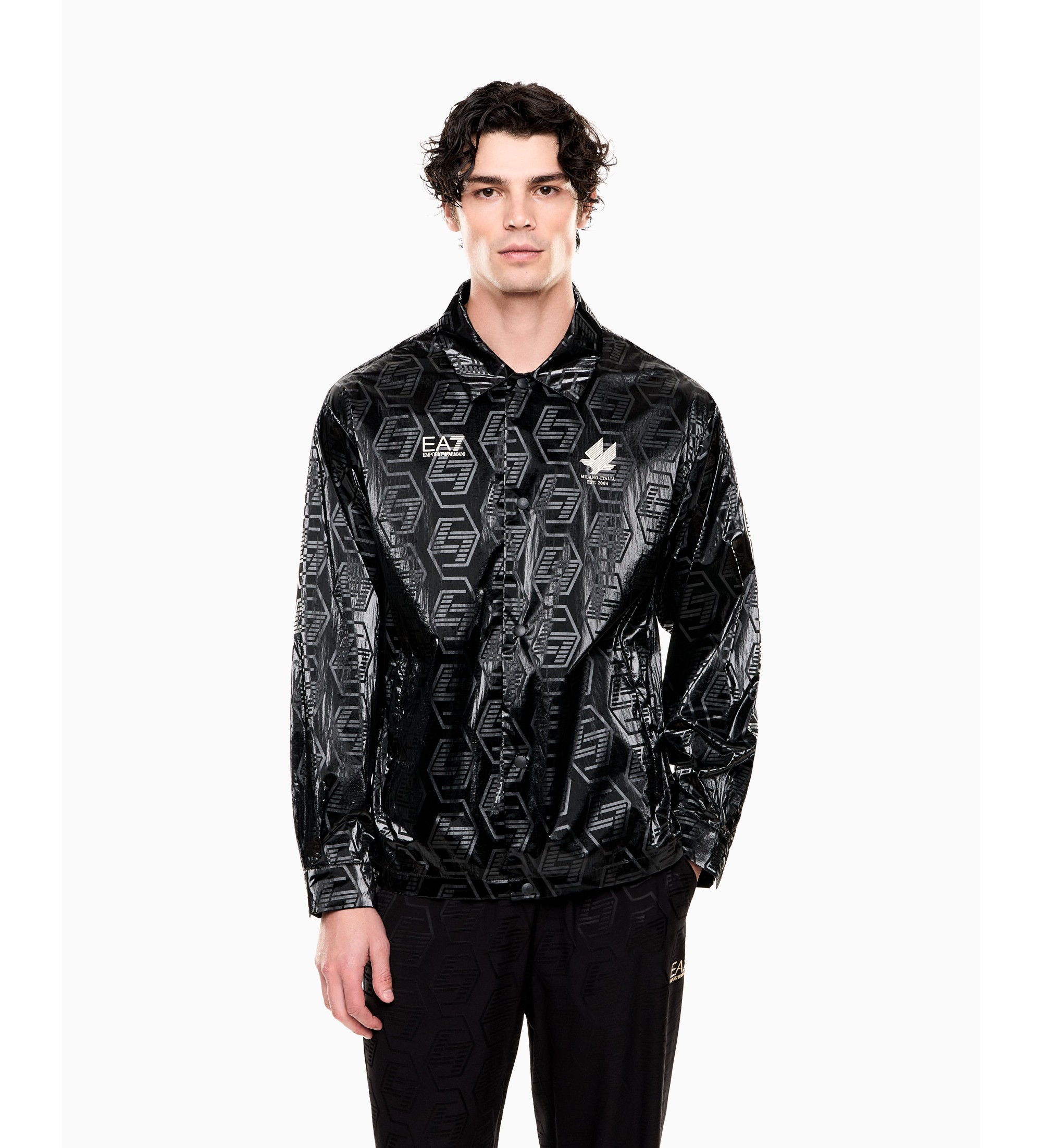 EA7 für Herren. 7M001614_AF21440 Fußball Jacke M Schwarz (M), Lässig, Sportlich, Sportbekleidung, Multisport, Polyester