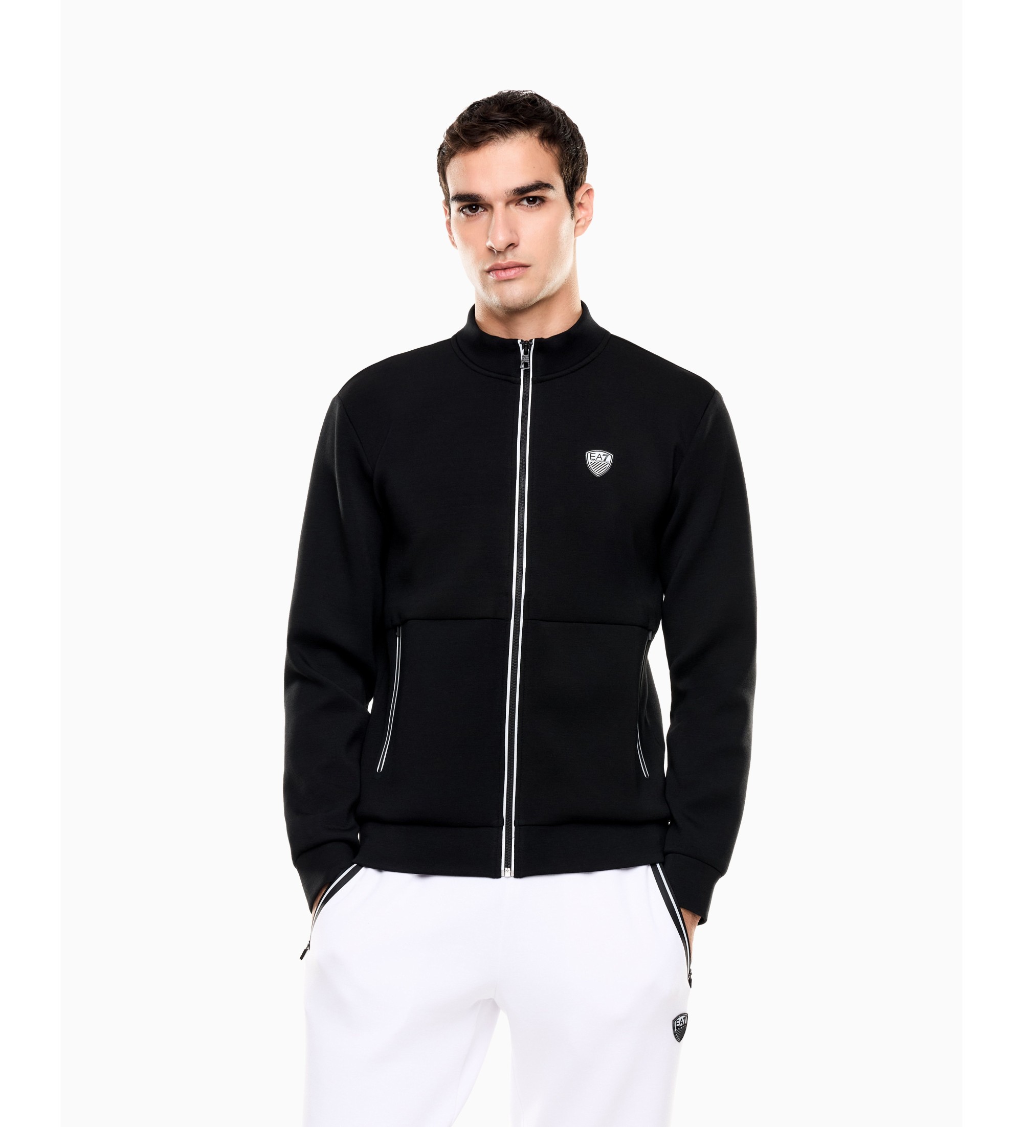 EA7 für Herren. 8NPM19_PJ4EZ Zug Premium Shield Sweatshirt schwarz (M), Lässig, Sportlich, Baumwolle, Langarm