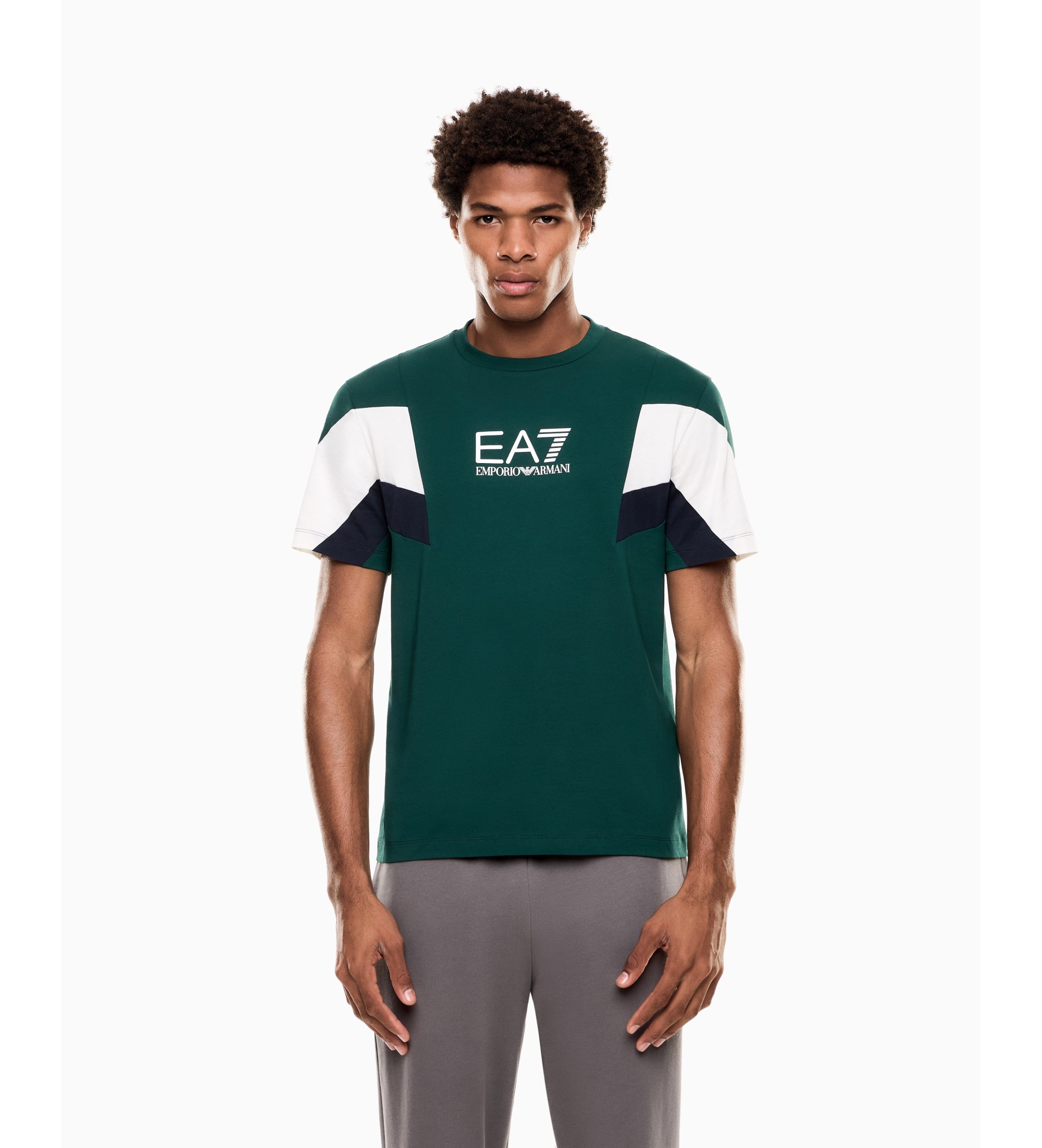 EA7 für Herren. 7M001603_AF12503 Sommer-Block-T-Shirt grün (XL), Blau, Lässig, Baumwolle, Kurzarm