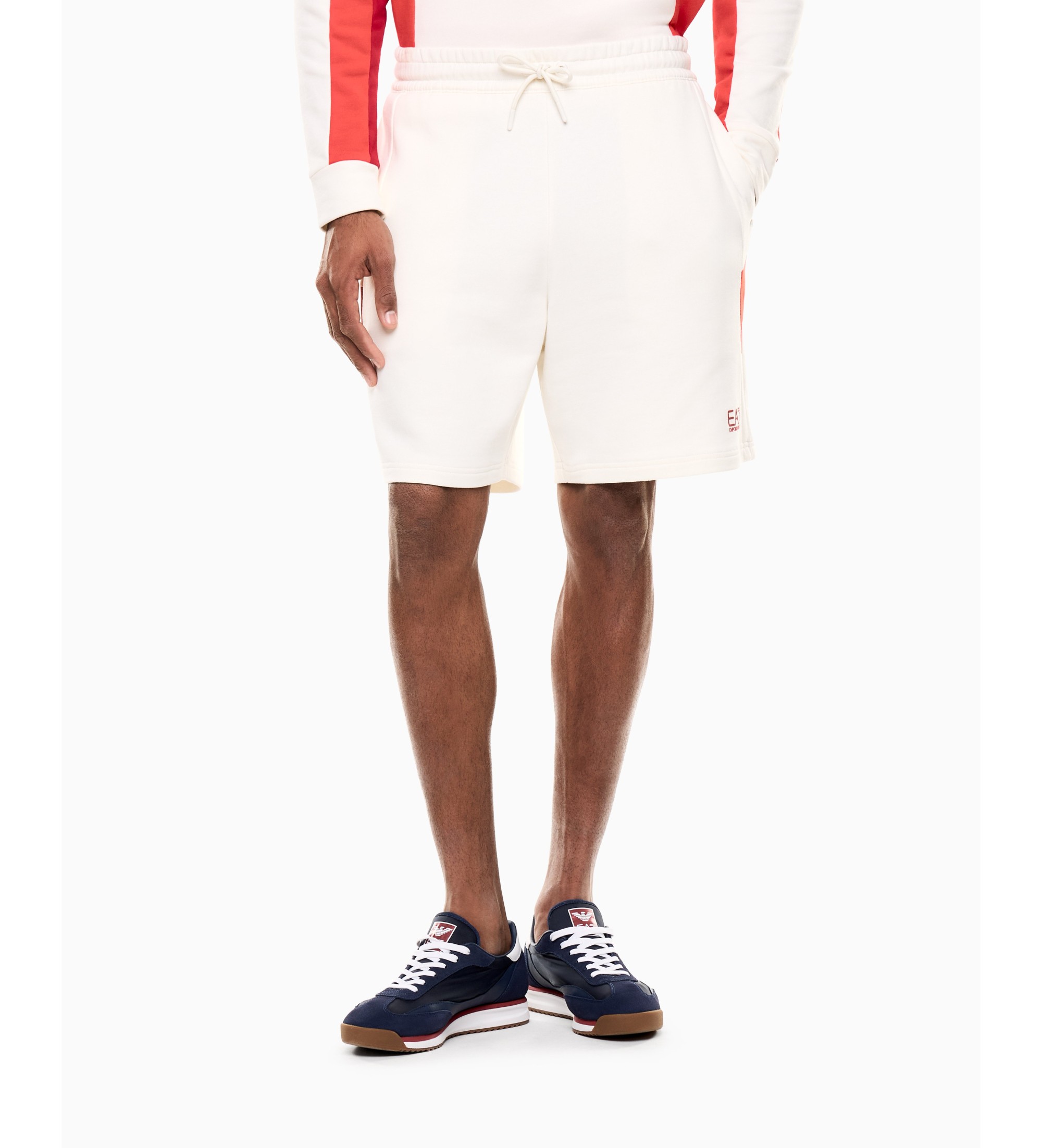 EA7 für Herren. 7M001607_AF12451 Weiße Shorts Summer Block (S), Lässig, Sportlich, Baumwolle