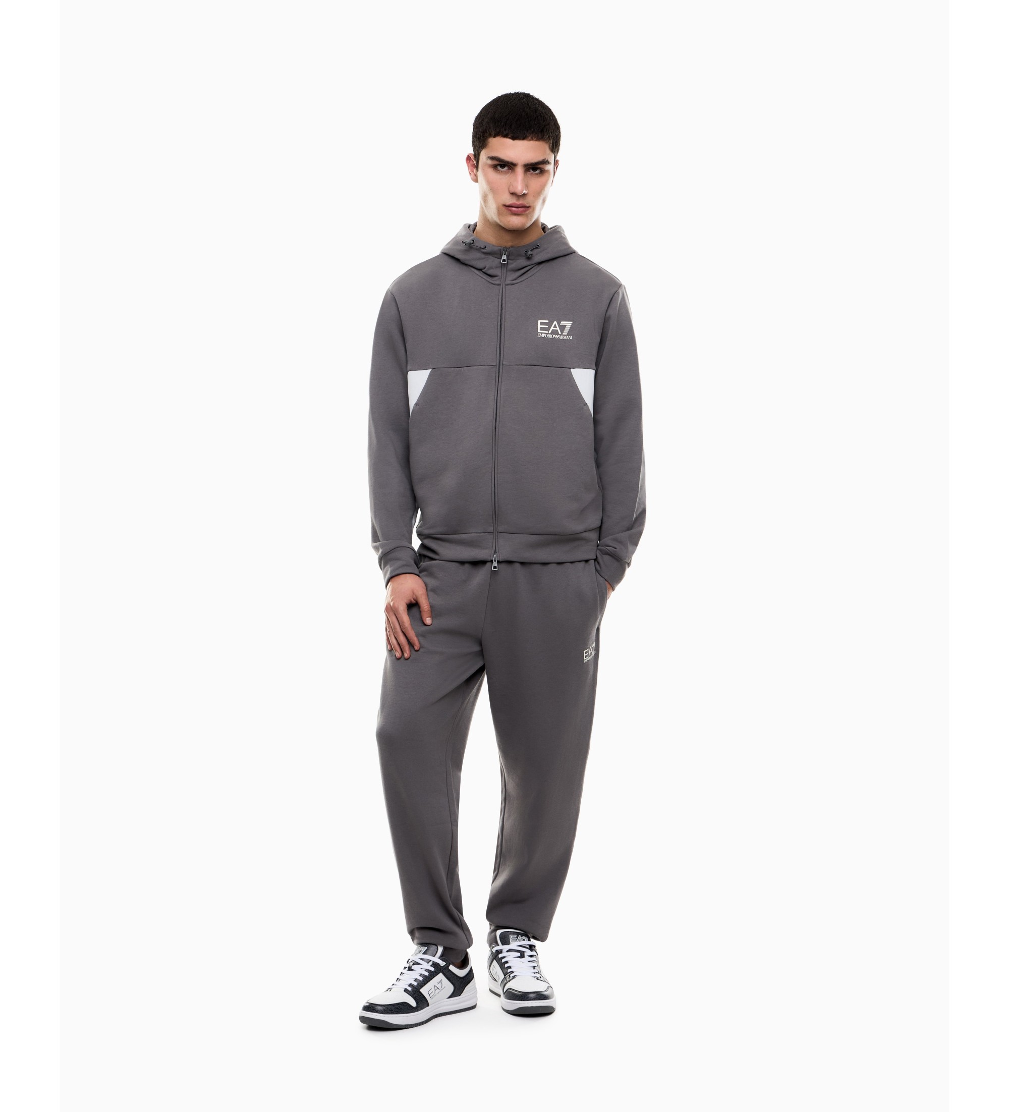 EA7 für Herren. 7M001611_AF12451 Sommer-Block-Trainingsanzug Grau (M), Lässig, Sportlich, Baumwolle, Langarm