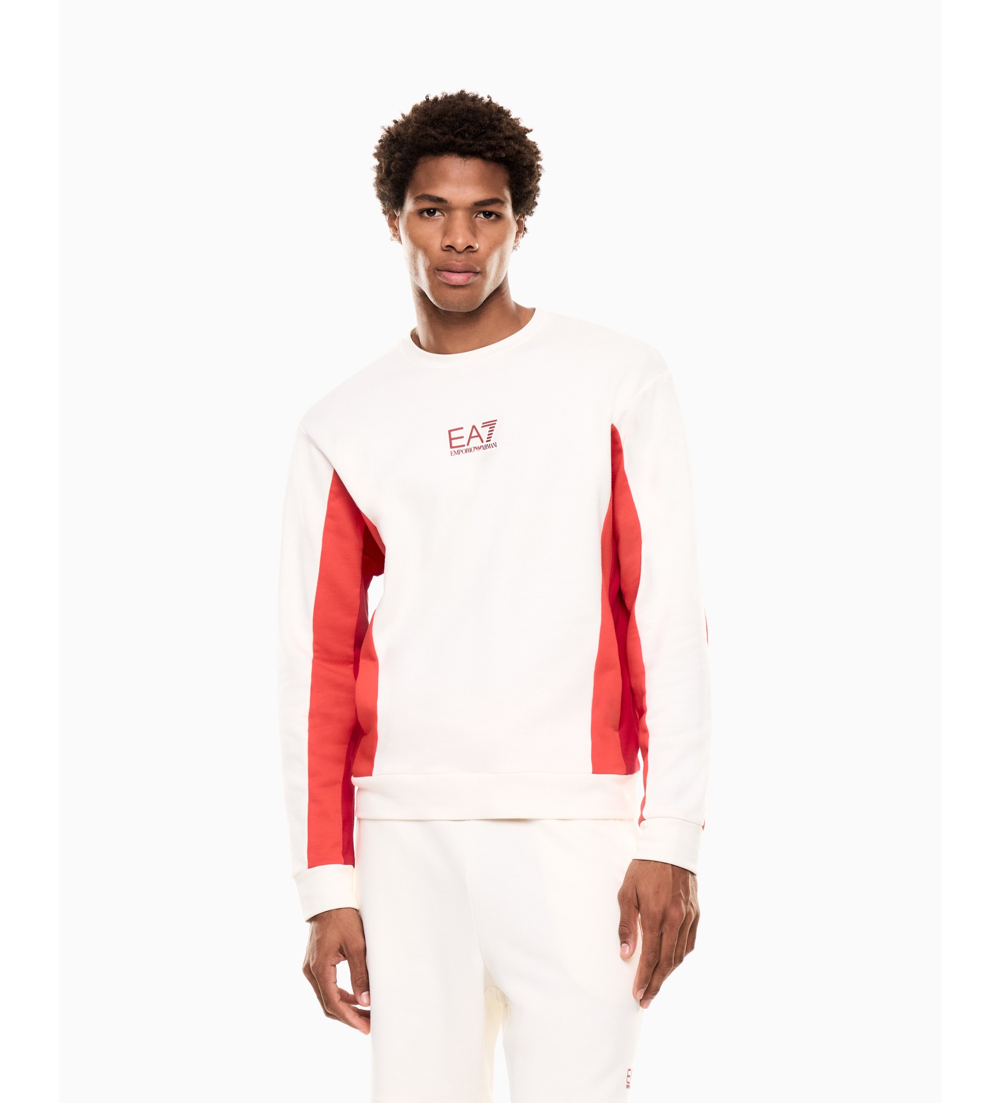 EA7 für Herren. 7M001612_AF12451 Sweatshirt Summer Block weiß (L), Lässig, Sportlich, Baumwolle, Langarm