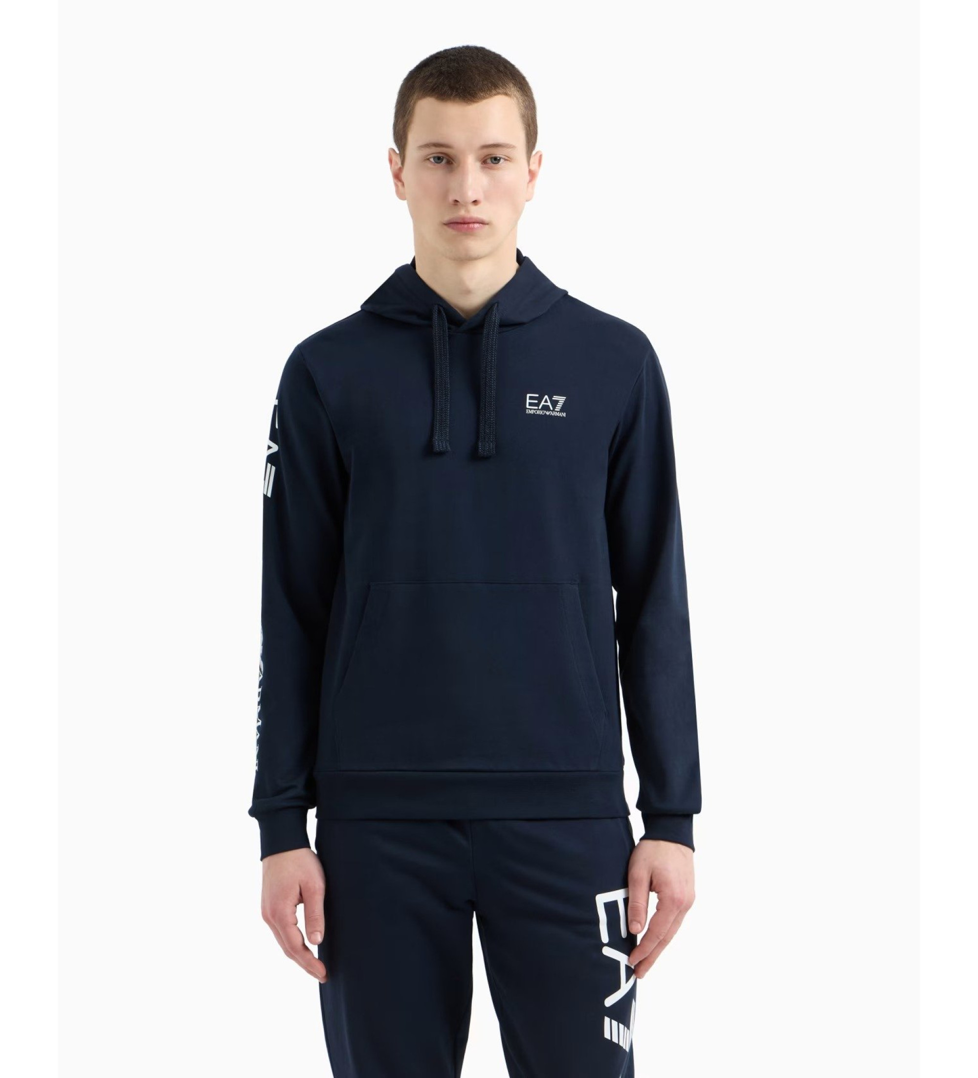 EA7 für Herren. 7M000569_AF13512 Kapuzensweatshirt aus Baumwolle mit Logo Series navy hoodie (L), Lässig, Sportlich, Multisport, Marine