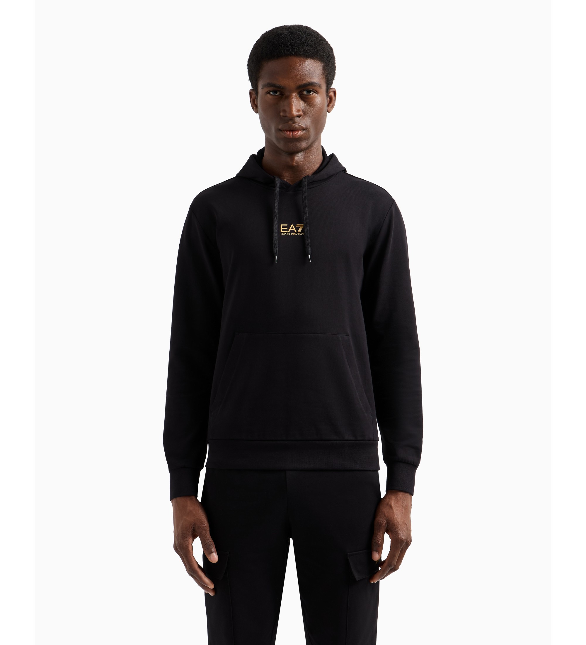 EA7 für Herren. 8NPM32_PJVRZ Kapuzenpulli aus Baumwolle Core Identity schwarz (L), Lässig, Langarm