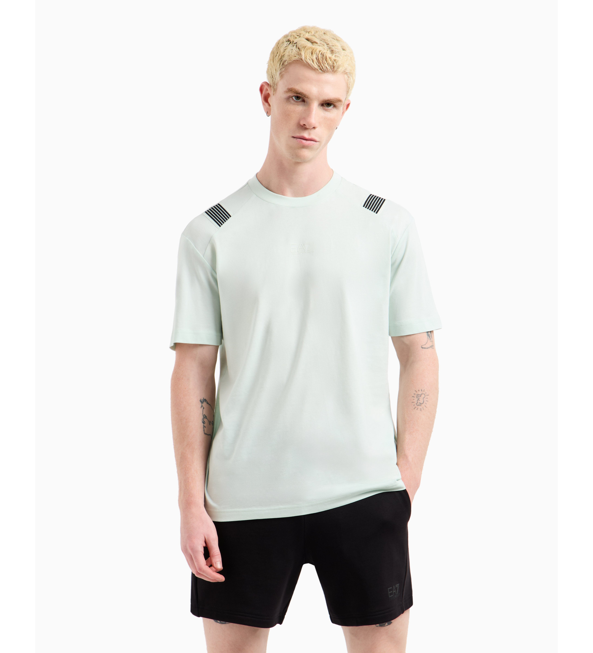 EA7 für Herren. 7M000266_AF10375 Detail T-shirt blau (S), Lässig, Baumwolle, Kurzarm