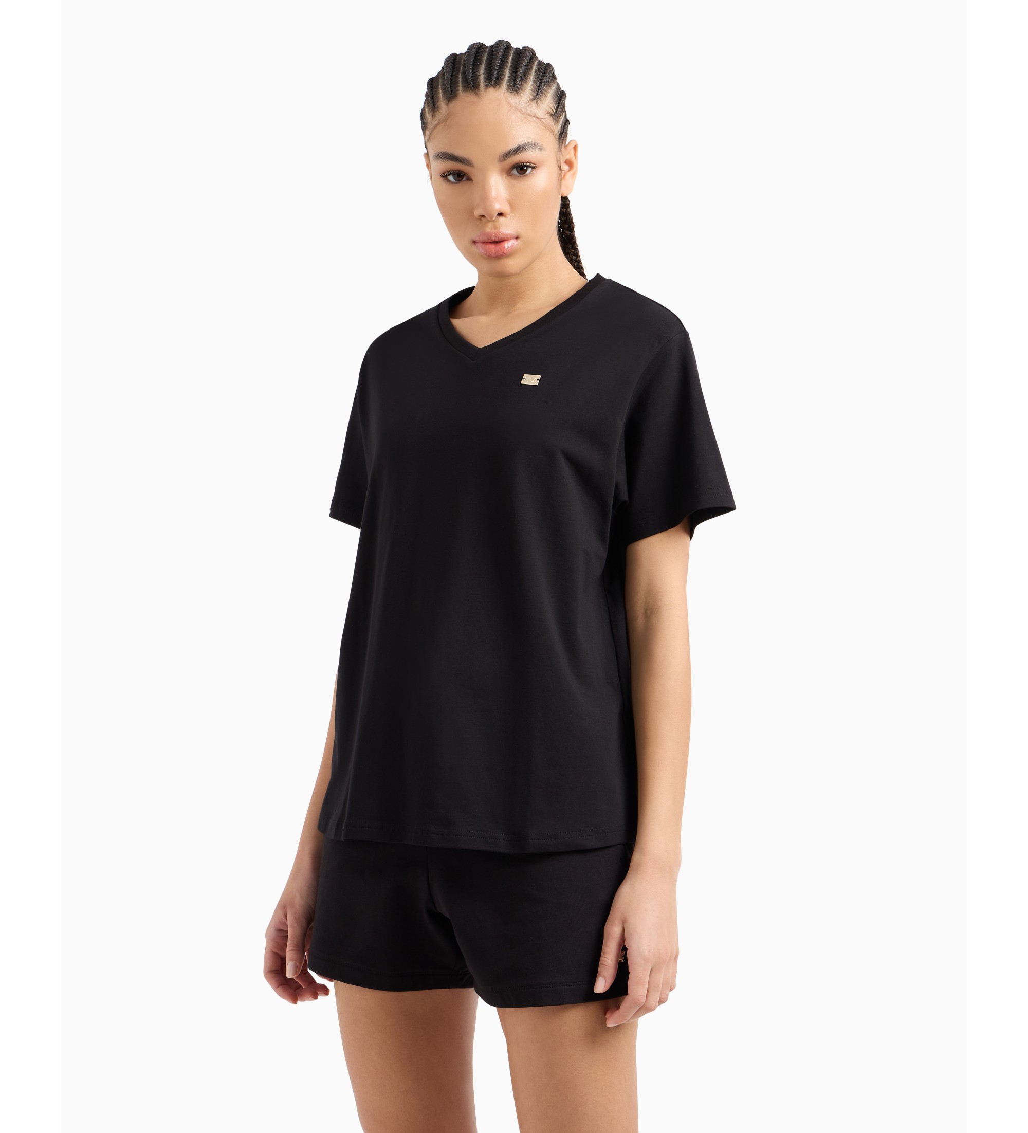 EA7 für Damen. 7W000029_AF10373 Core Lady T-shirt schwarz (L), Lässig, Baumwolle, Kurzarm