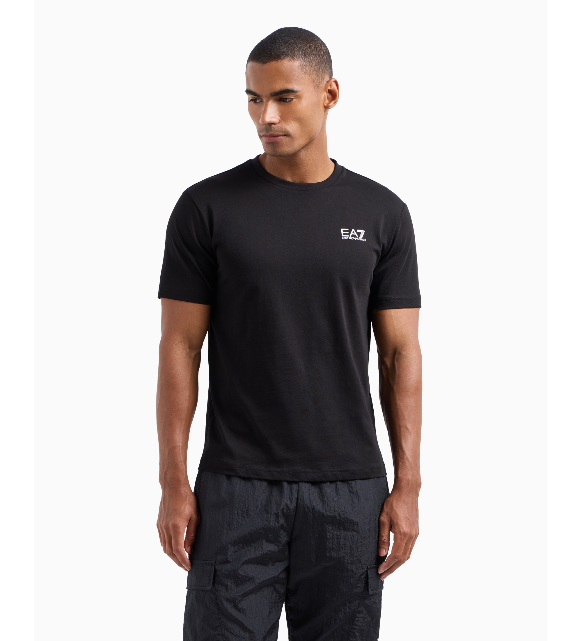 EA7 für Herren. 8NPT25_PJVPZ Core Identity Kurzarm-T-Shirt aus Pima-Baumwolle schwarz (S), Lässig, Sportlich, Multisport