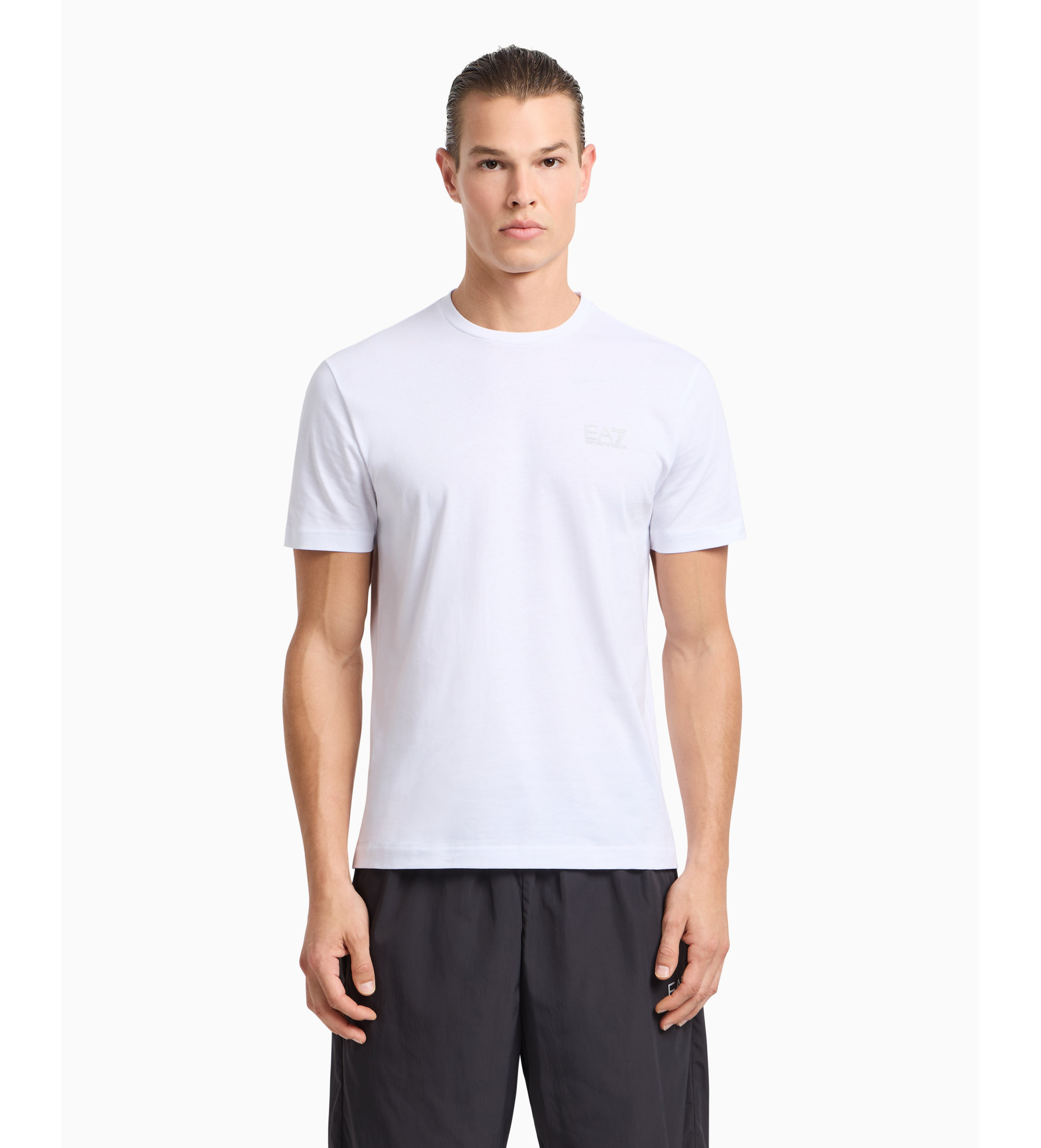 EA7 für Herren. 8NPT25_PJVPZ Logo-T-Shirt weiß (S), Lässig, Baumwolle, Kurzarm
