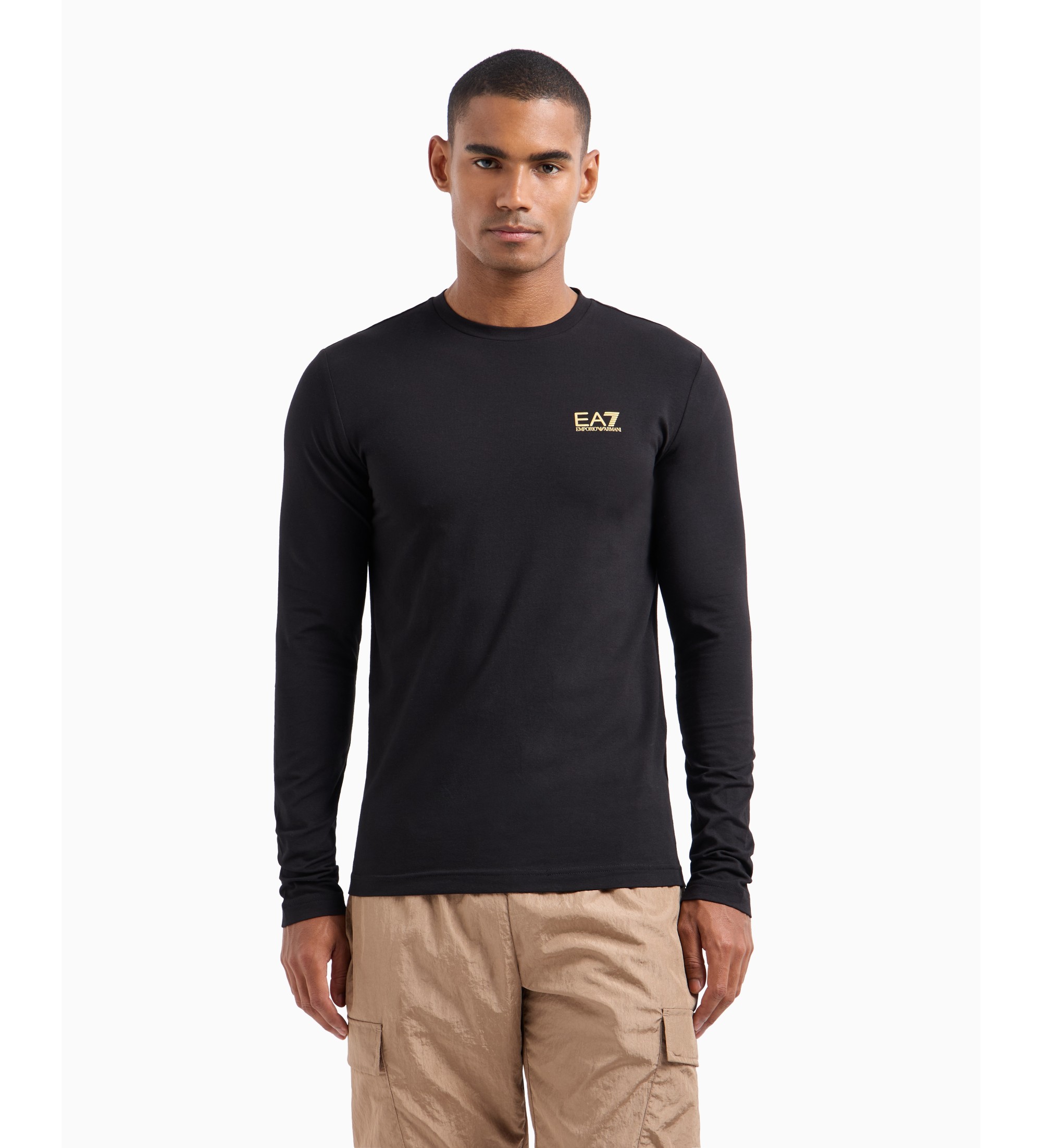 EA7 für Herren. 8NPT28_PJVQZ Core Identity Langarm-T-Shirt aus Baumwolle schwarz (L), Lässig