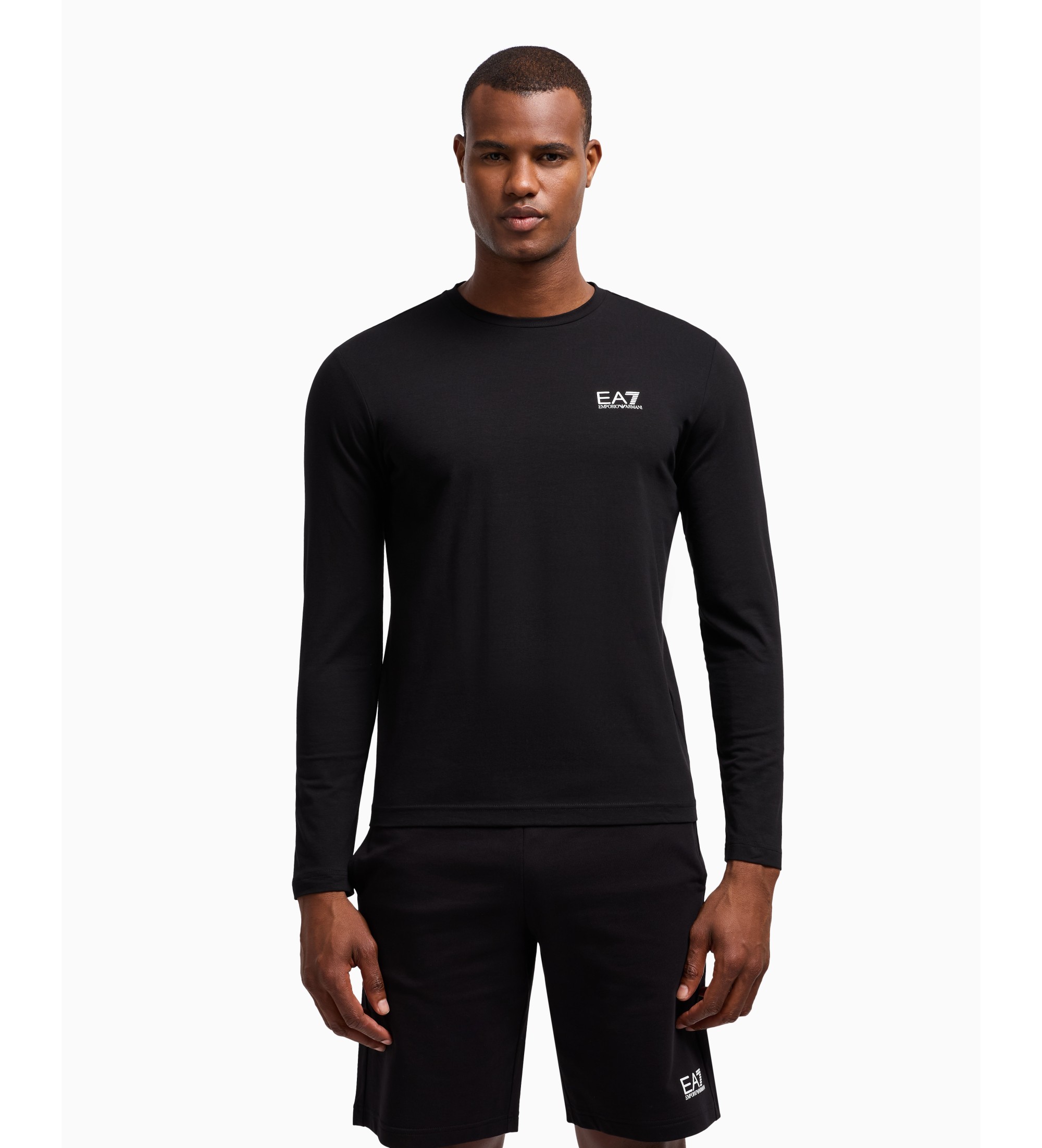 EA7 für Herren. 8NPT28_PJVQZ Core Identity Langarm-T-Shirt aus Baumwolle schwarz (M), Lässig