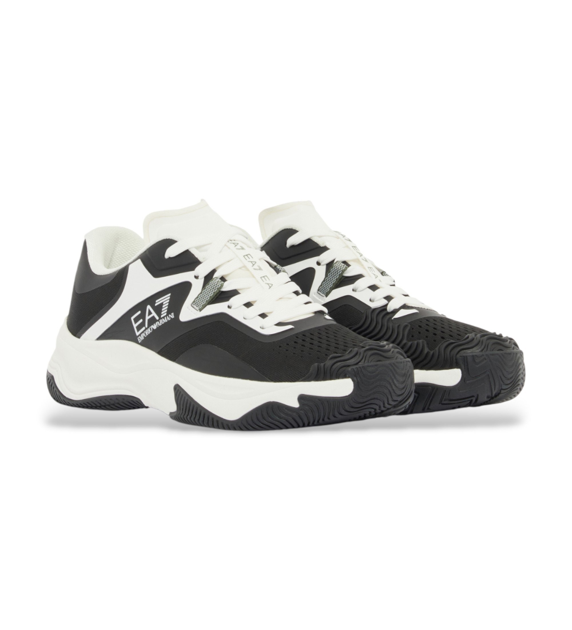 EA7 unisex. X8X248_XK445 Baskets Hard black (38 2/3), Noir, Plat, Lacets, Casuel, Sport, Tennis/Padel, Multisport