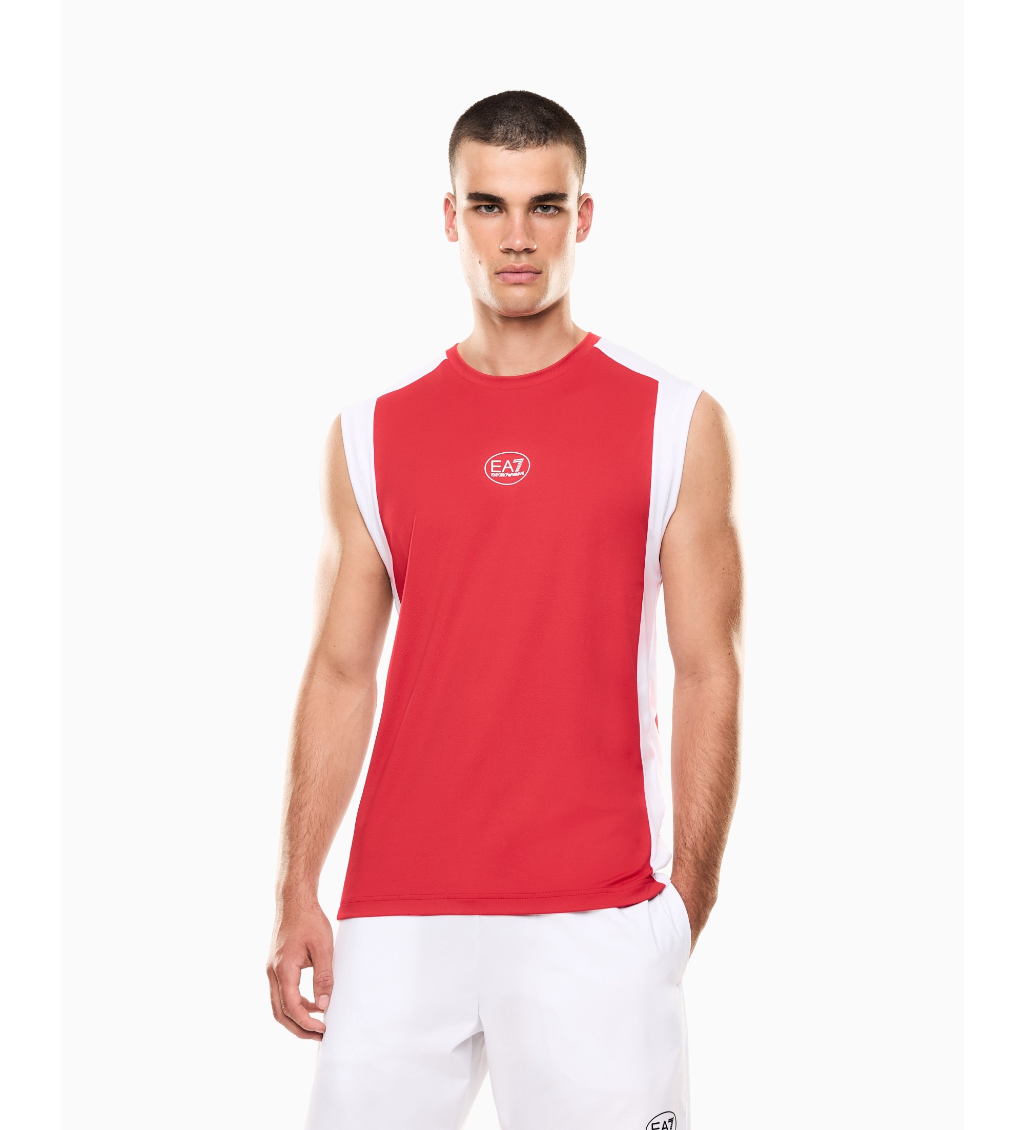 EA7 für Herren. 7M001527_AF22175 Tennisprofi T-Shirt rot (M), Lässig, Synthetisch, Ärmellos / Hosenträger