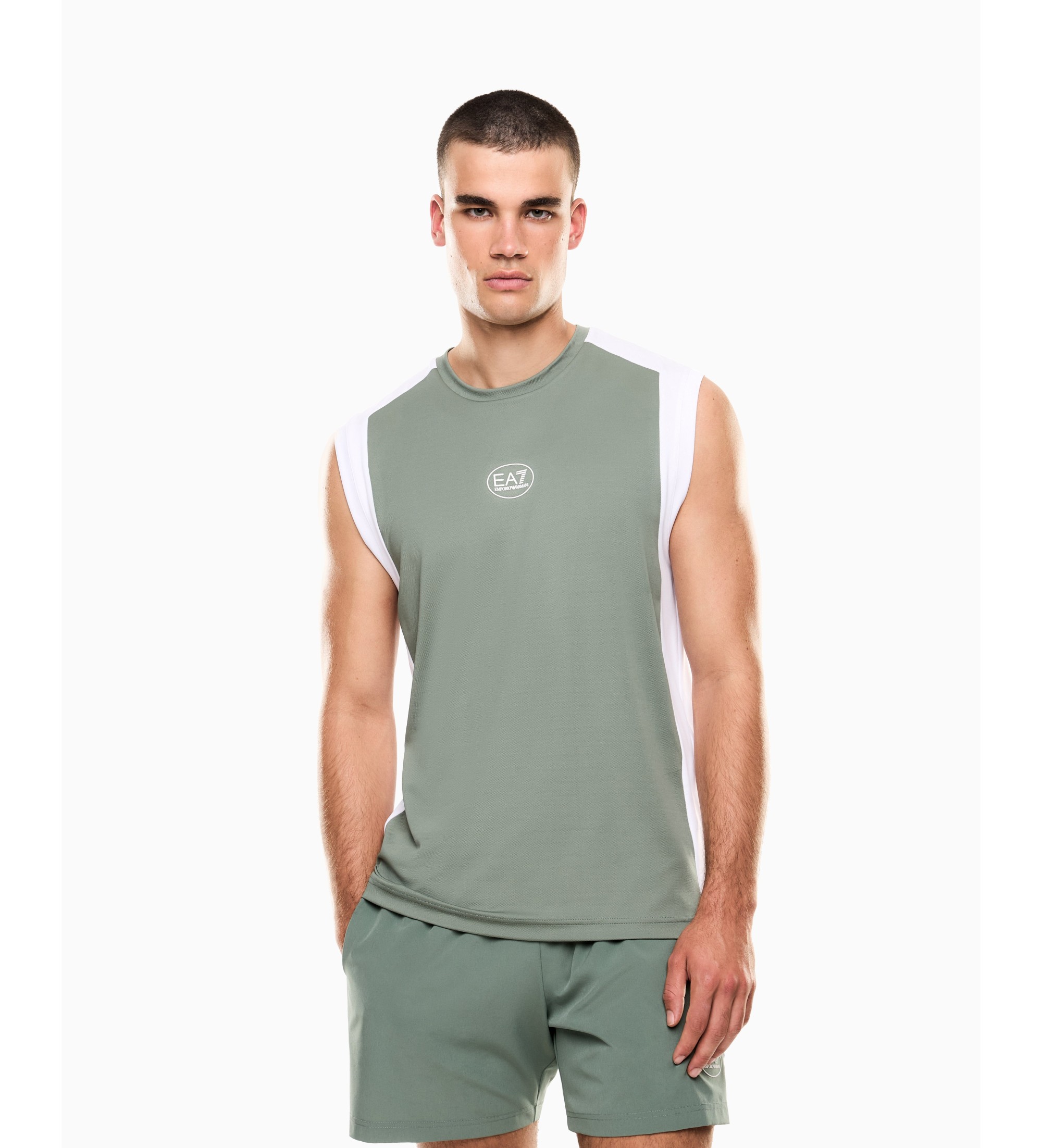 EA7 für Herren. 7M001527_AF22175 Tennis Pro grünes T-shirt (M), Sportlich, Synthetisch, Ärmellos / Hosenträger