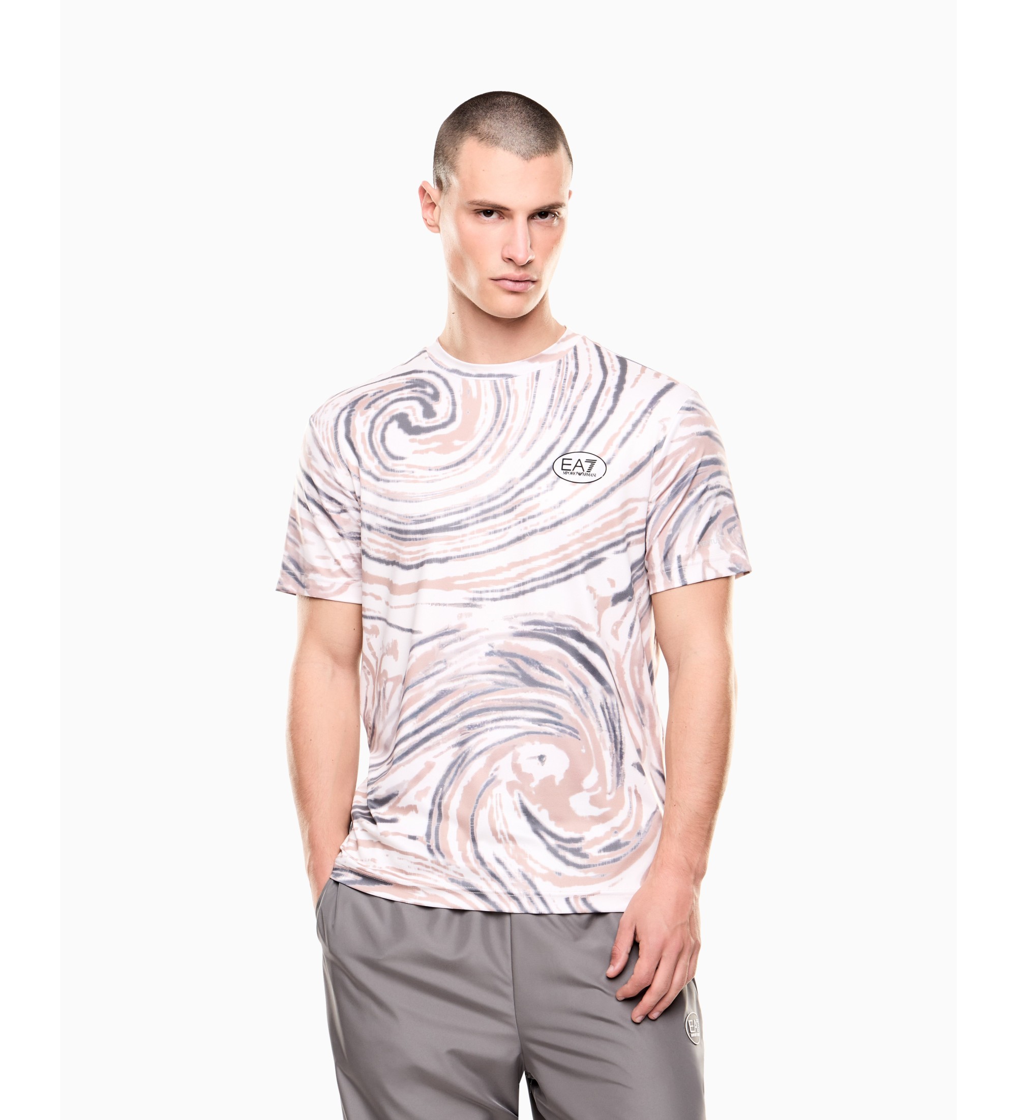 EA7 für Herren. 7M001531_AF22175 Tennis Pro T-Shirt beige (S), Lässig, Sportlich, Polyester, Kurzarm