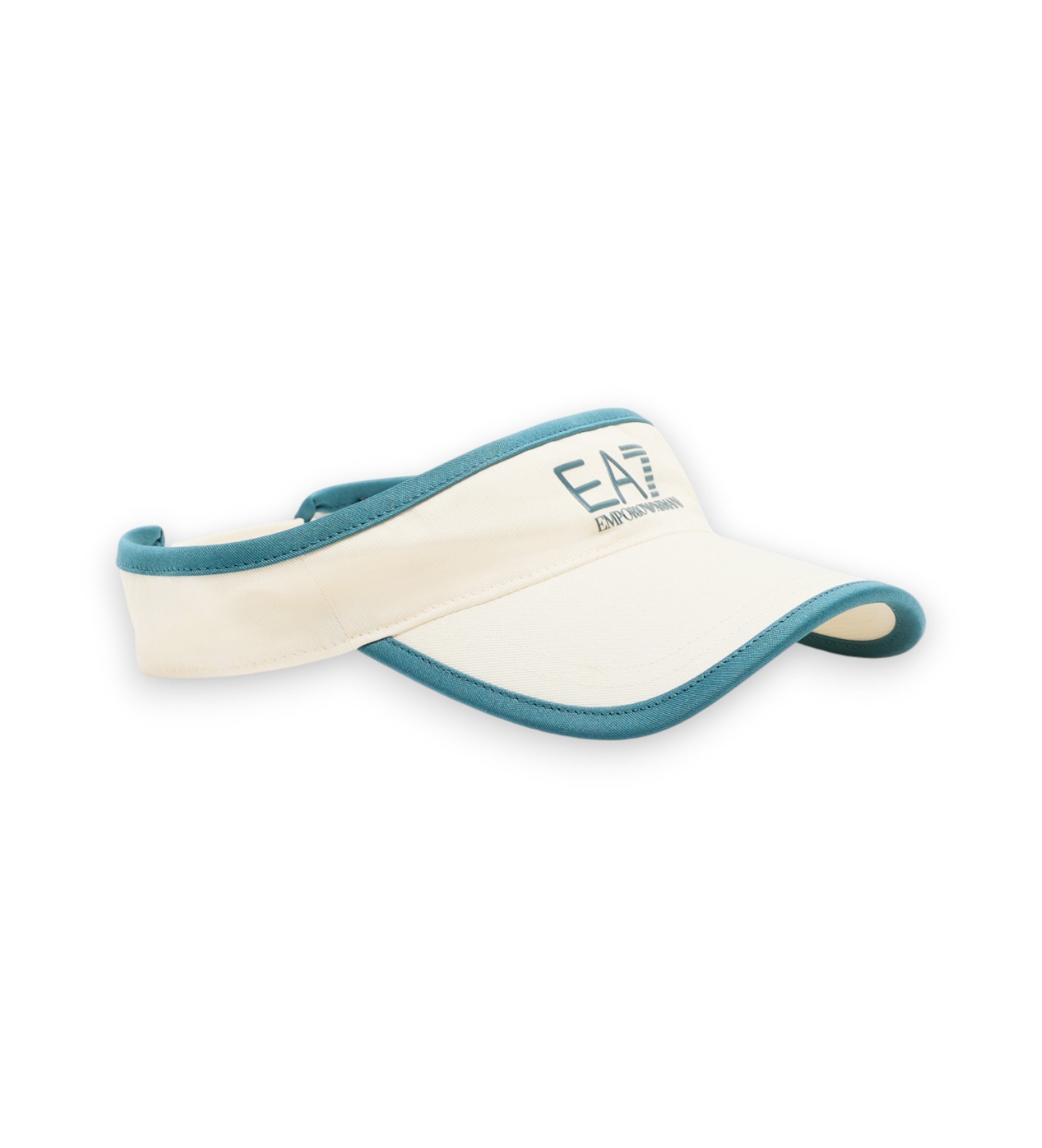 EA7 für Damen. 7W000797_AF13034 Tennisvisier mit gesticktem Logo in Off-White (OSFA), Sportlich, Baumwolle, Tennis/Padel