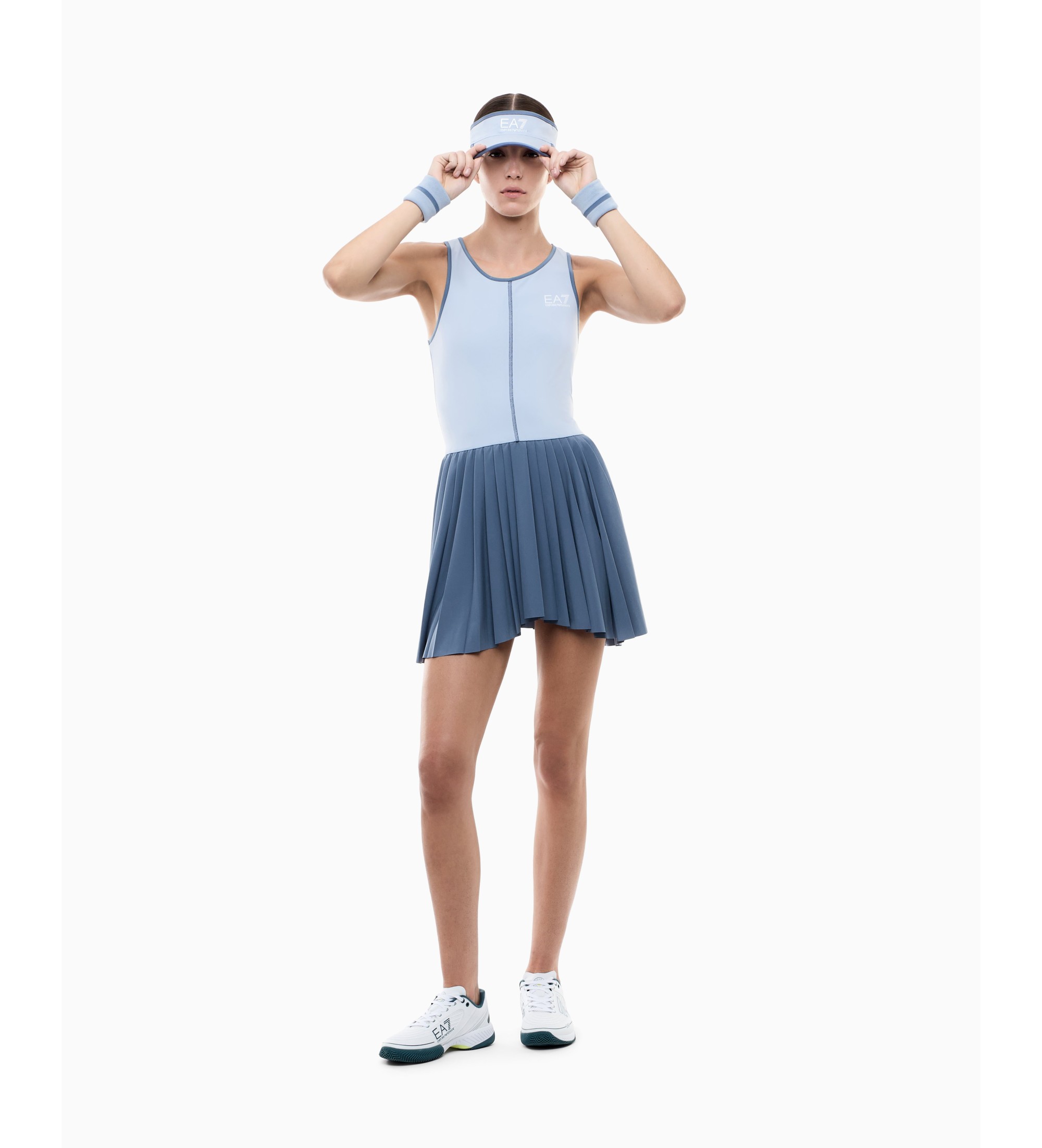 EA7 für Damen. 7W000893_AF12117 Tenniskleid blau (3XL), Sportlich, Tennis/Padel, Polyamid, Ärmellos / Hosenträger