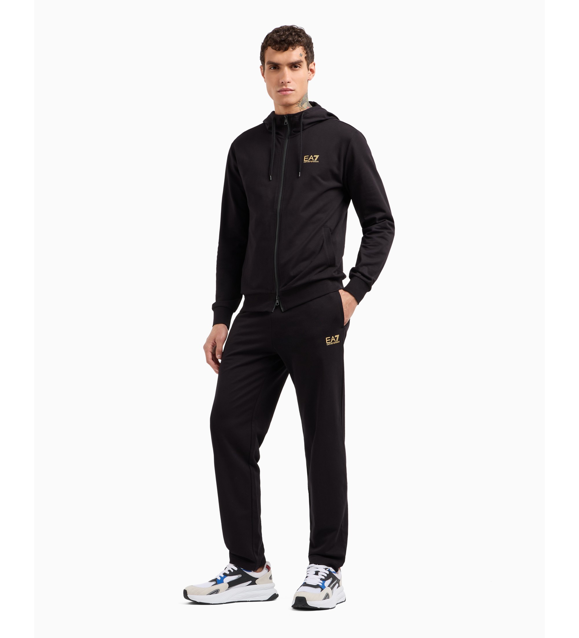 EA7 für Herren. 8NPV62_PJVRZ Trainingsanzug Core Identity schwarz (XXS), Lässig, Sportlich, Baumwolle, Multisport, Langarm