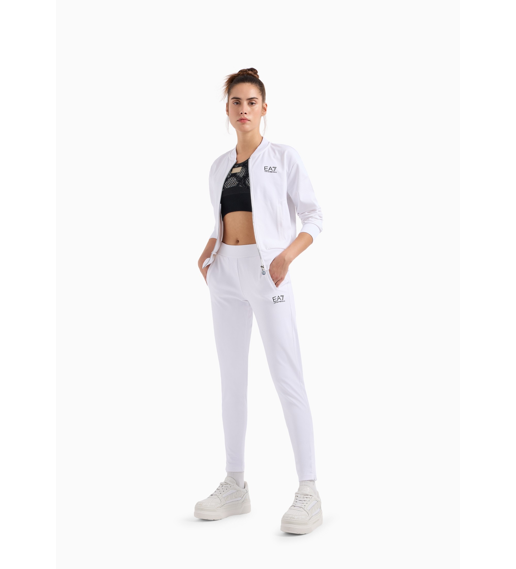 EA7 für Damen. 8NTV60_TJFQZ Trainingsanzug Tennis Pro aus technischem Gewebe VENTUS7 weiß (XL), Lässig, Sportlich, Multisport, Polyester