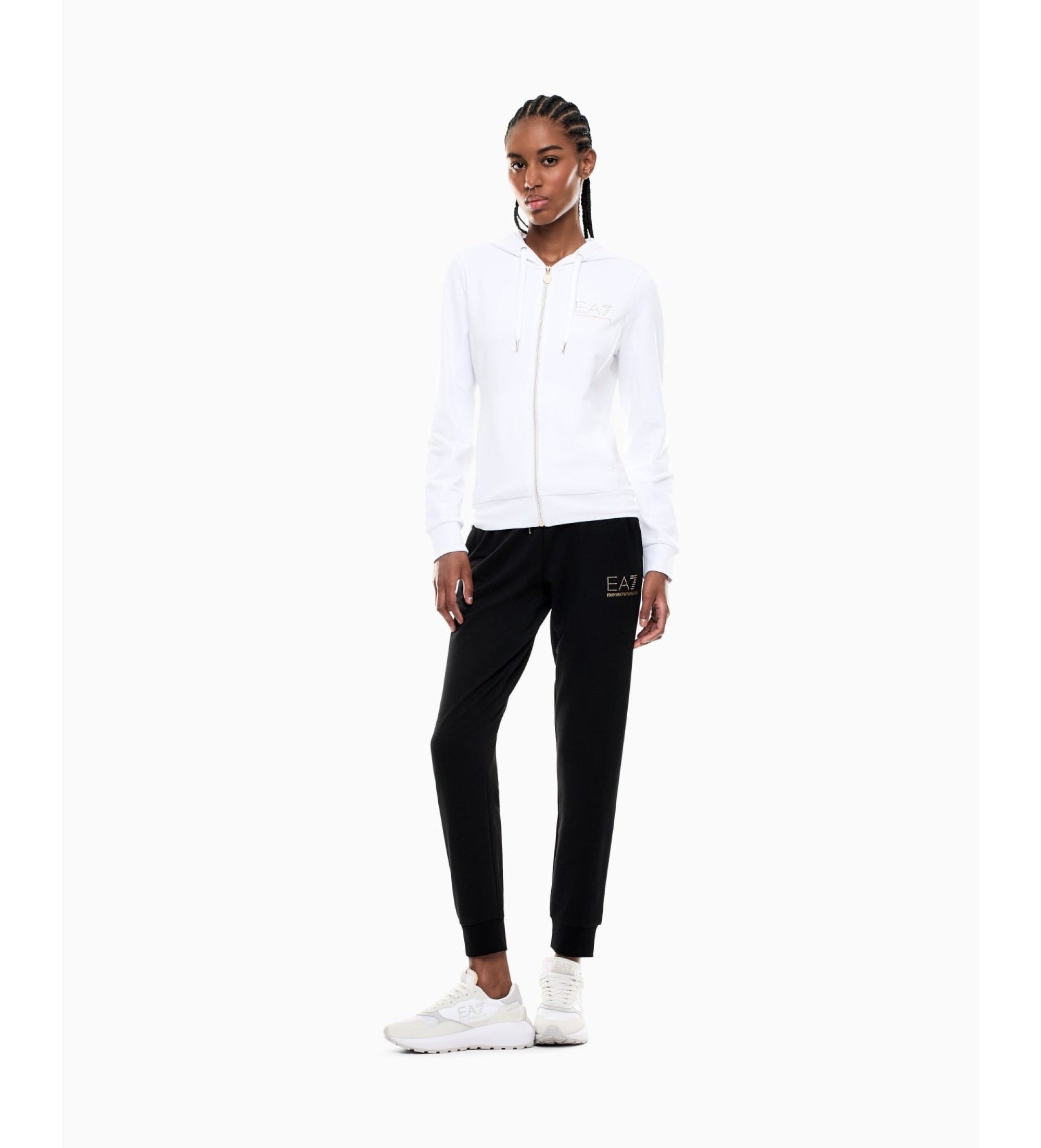 EA7 für Damen. 8NTV51_TJ9RZ Trainingsanzug weiß (M), Sportlich, Multisport, Polyester, Langarm