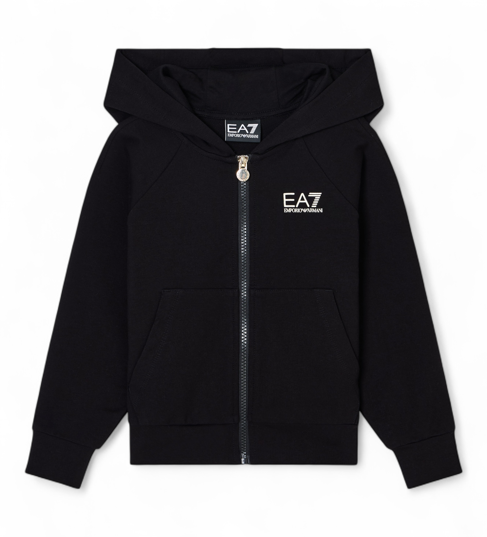 EA7 für Mädchen. 7G000140_AF13135 Zug Kern Id Mädchen Hoodie Fz schwarz (10Años= 142cm), Lässig, Baumwolle, AWPS (Izas), Kinderbekleidung