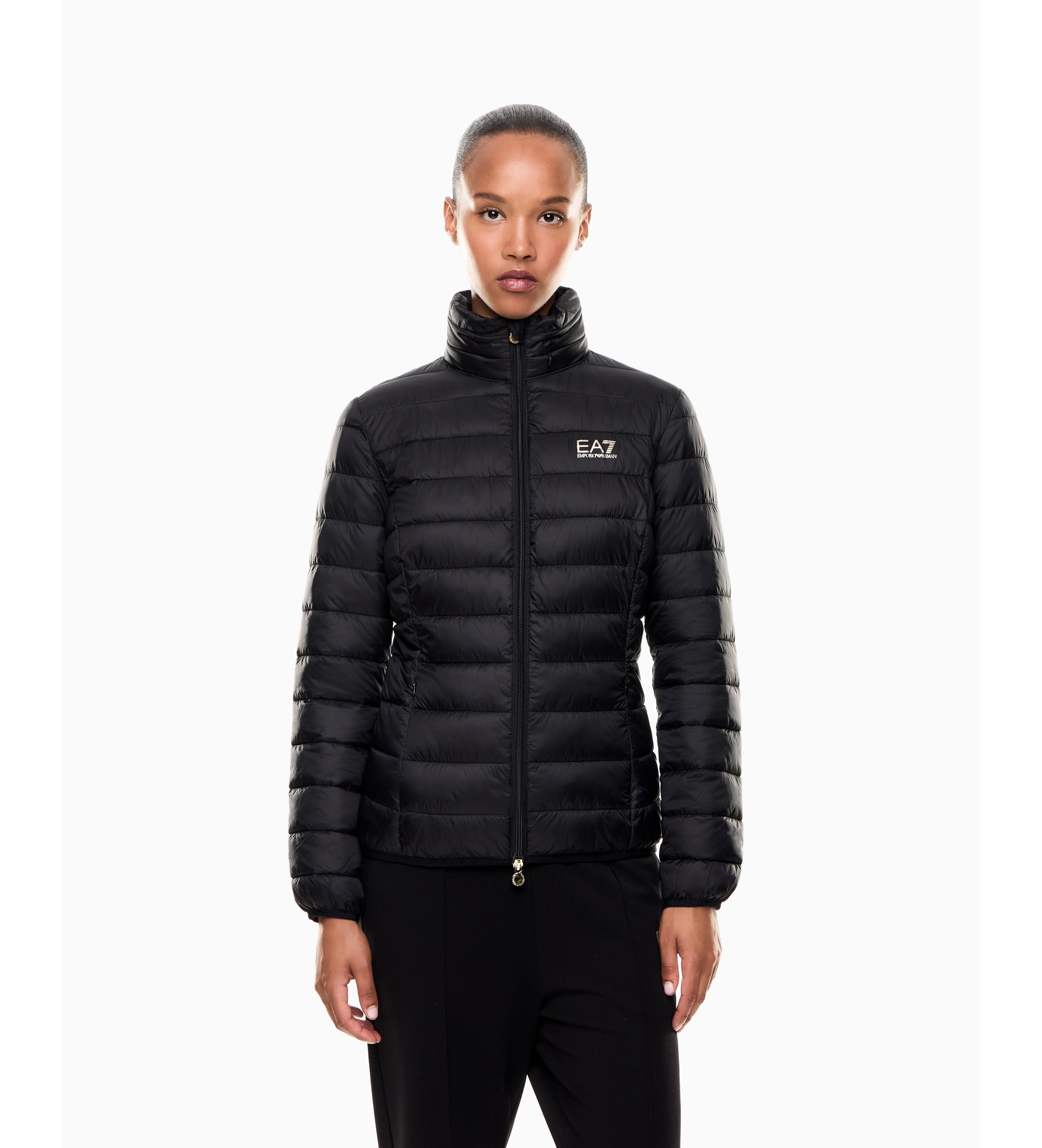 EA7 für Damen. 7W000473_AF12477 Leicht gesteppte Nylonjacke Core schwarz (M), Lässig, Polyamid
