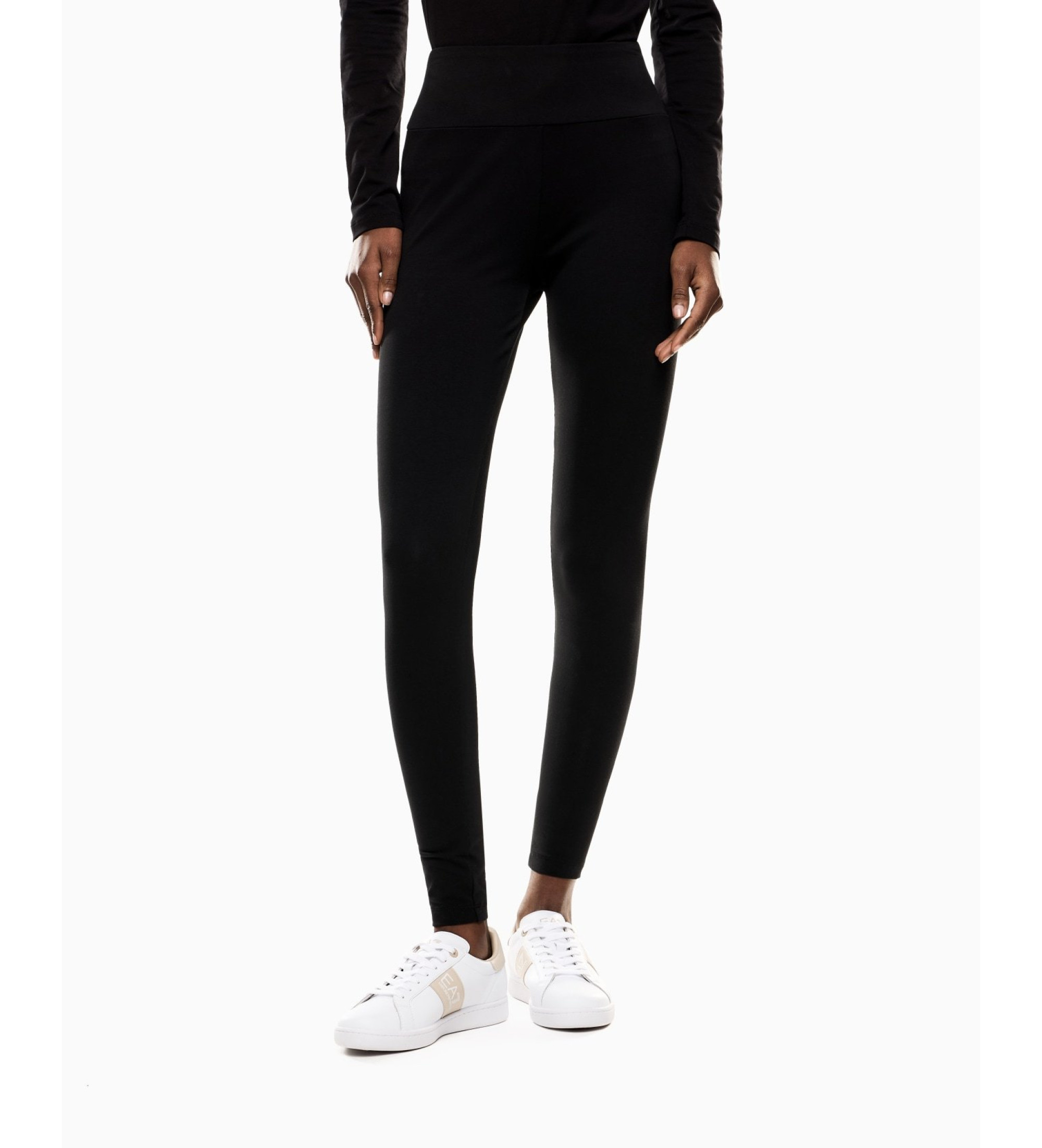 EA7 für Damen. 7W000459_AF12484 Stretch-Baumwoll-Leggings Core Lady schwarz (M), Sportlich, Baumwolle, Multisport