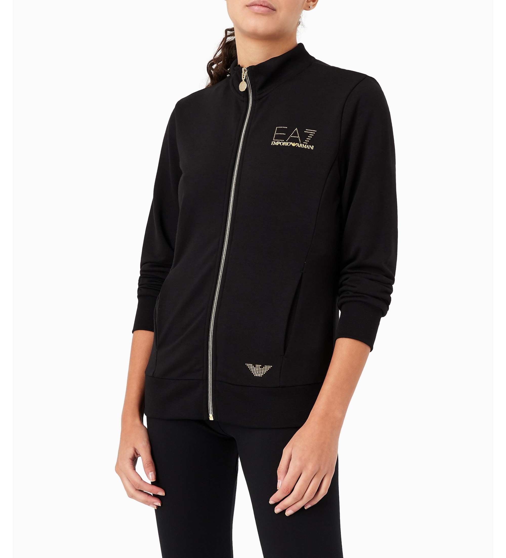 EA7 für Damen. 8NTM43_TJ9RZ Evolution Sweatshirt mit Reißverschluss schwarz (S), Lässig, Polyester, Langarm