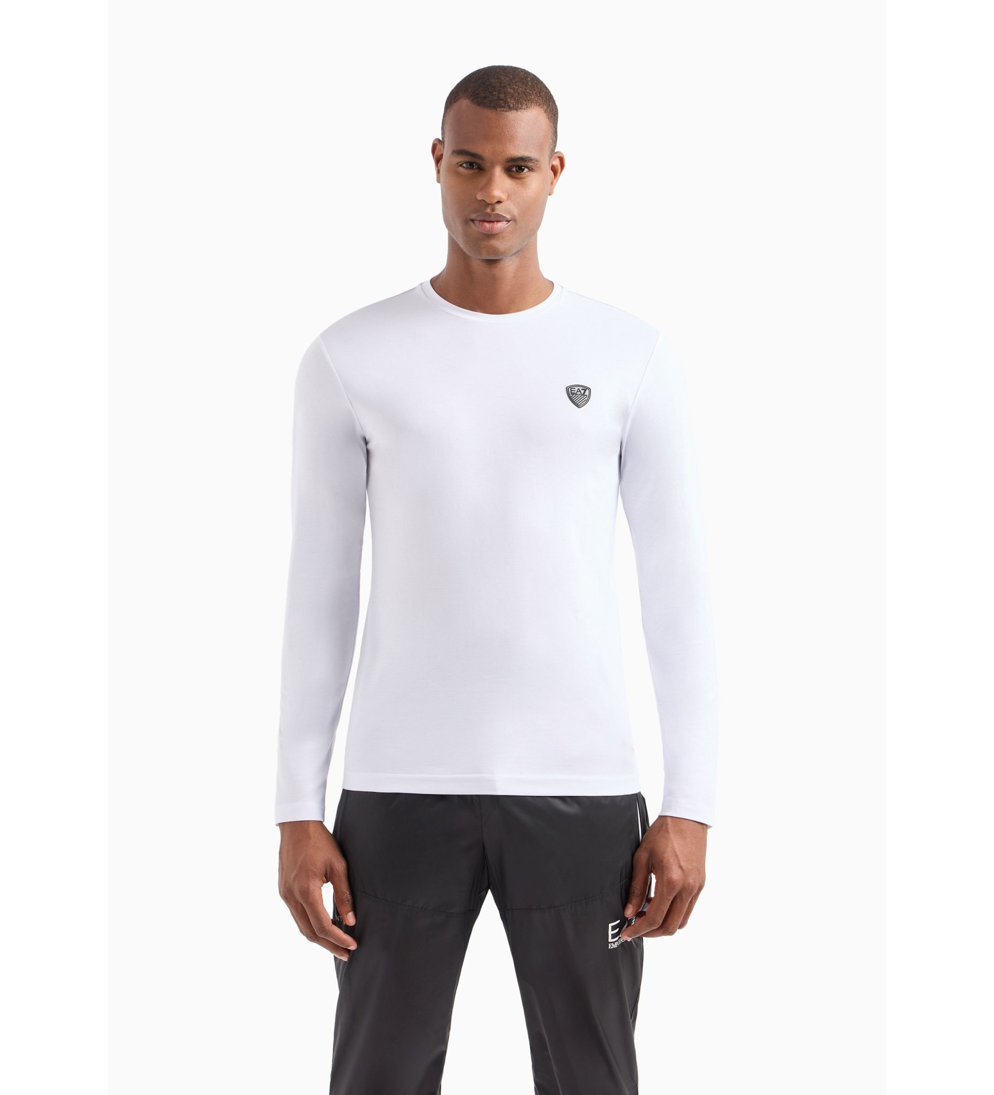 EA7 für Herren. 8NPT17_PJRGZ Langärmelige T-Shirts weiß (M), Lässig, Viskose, Langarm