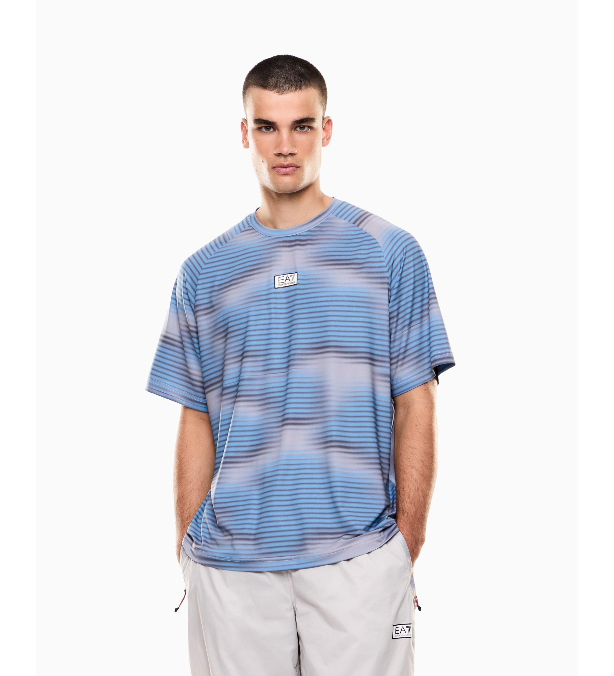 EA7 für Herren. 7M001371_AF17770 Ventus7 T-shirt hellblau (L), Lässig, Polyester, Kurzarm