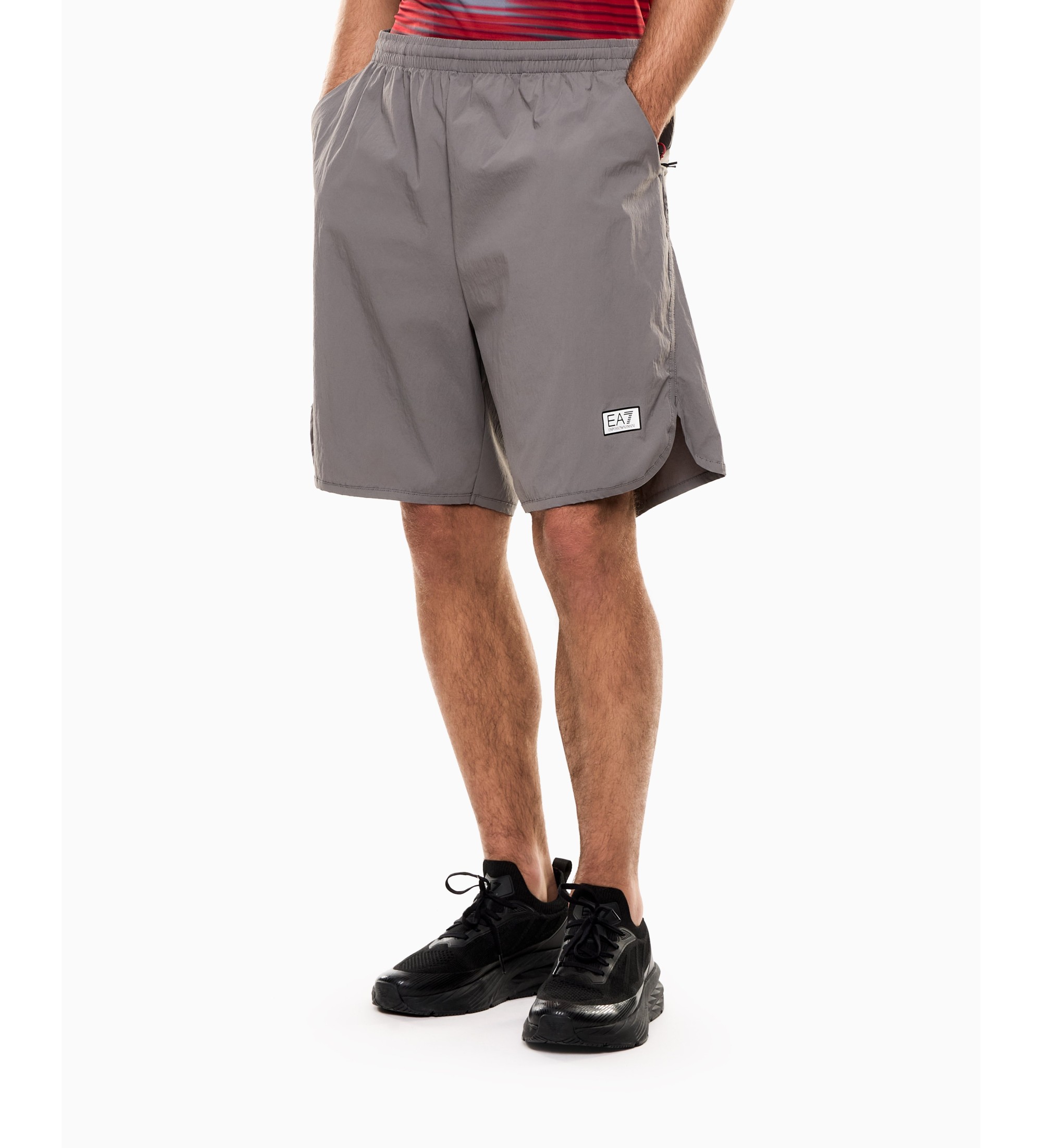 EA7 für Herren. 7M001378_AF21306 Kurze Hose Ventus7 M grau (L), Weiß, Sportlich, Synthetisch, Sportbekleidung, Multisport, Polyamid