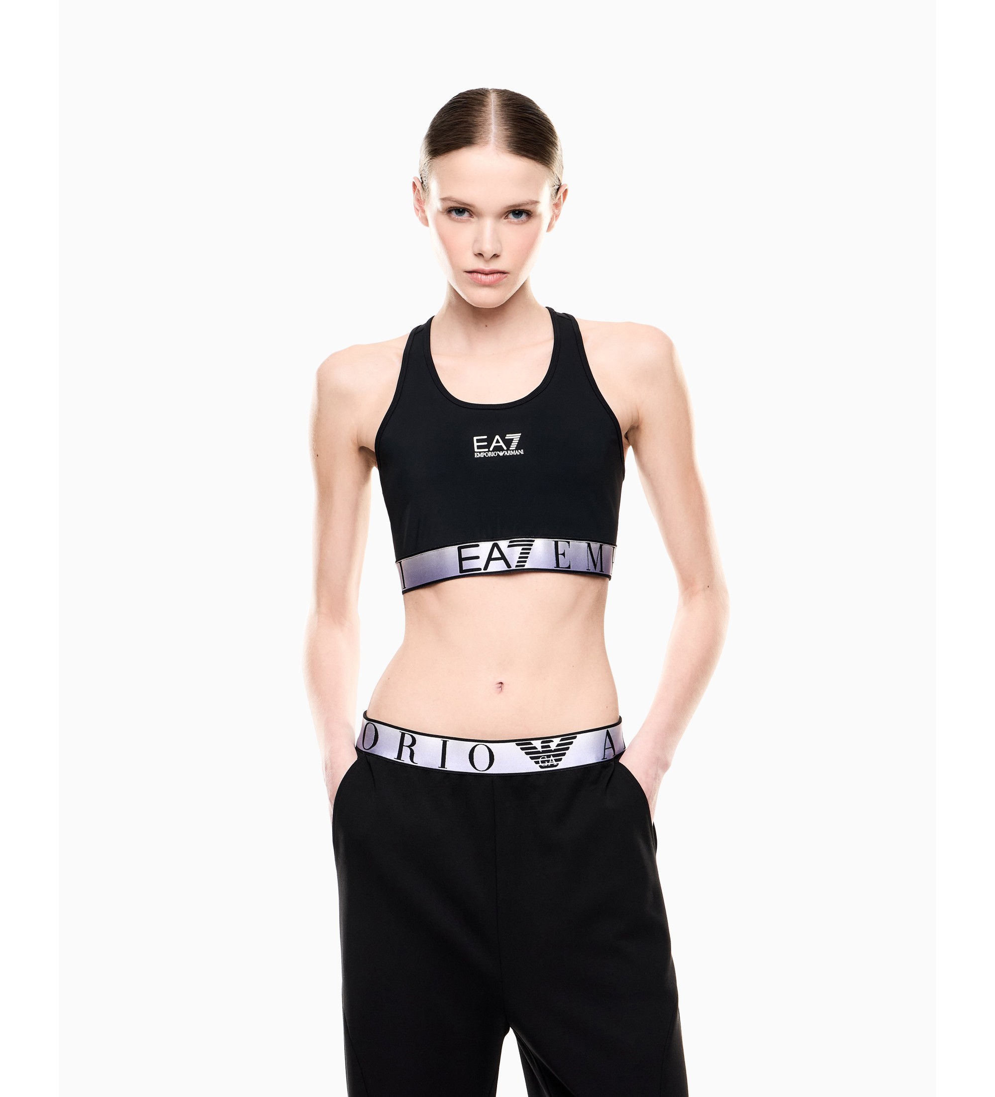 EA7 für Damen. 7W001467_AF21580 Sport-Top Ventus7 schwarz (M), Sportlich, Ärmellos / Hosenträger, Recyceltes Polyester