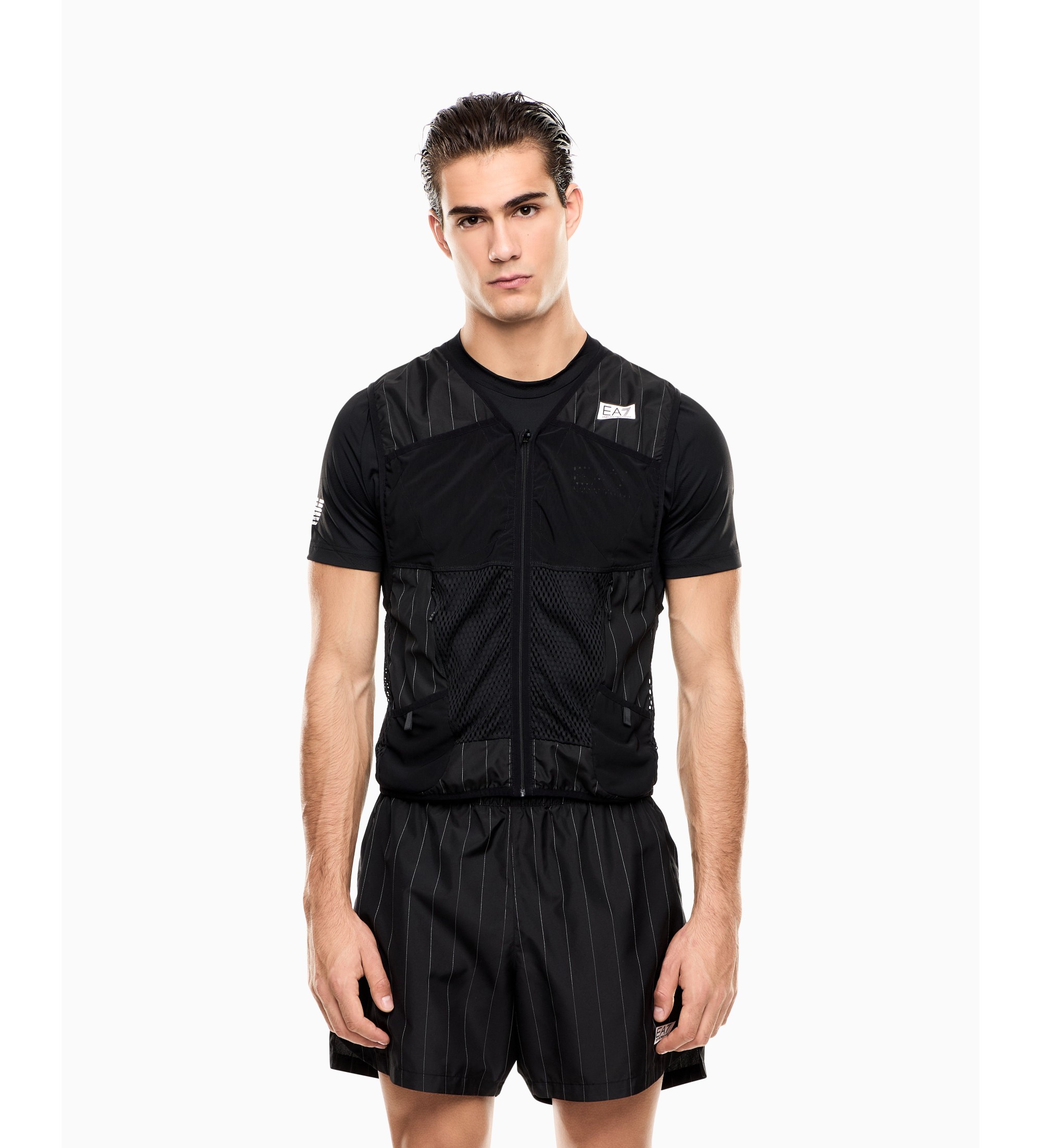 EA7 für Herren. 7M001356_AF21229 Ventus+ Weste M Schwarz (S), Lässig, Polyester, Ärmellos / Hosenträger