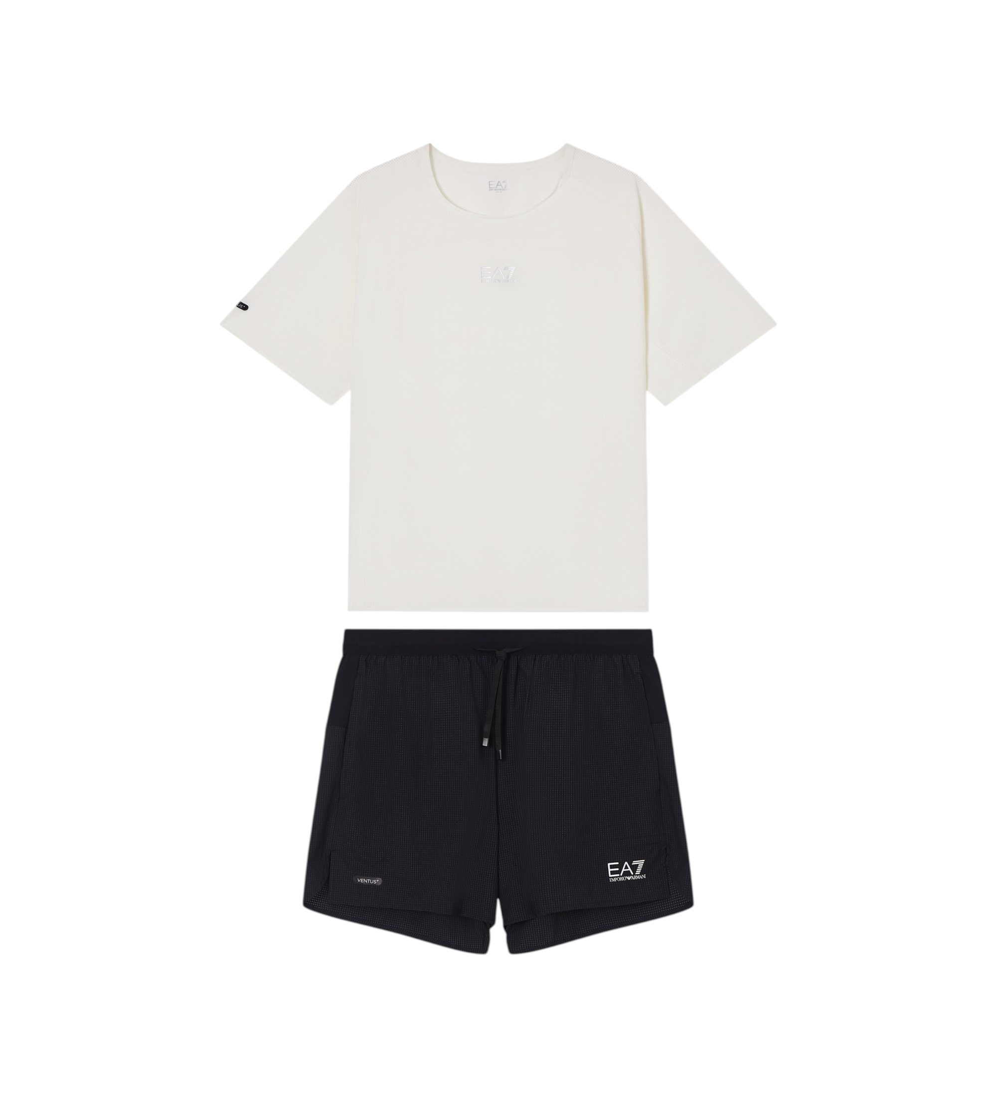 EA7 für Herren. 7M001372_AF13561 Ventus+ Set weiß, schwarz (M), Lässig, Sportlich, Polyester, Kurzarm