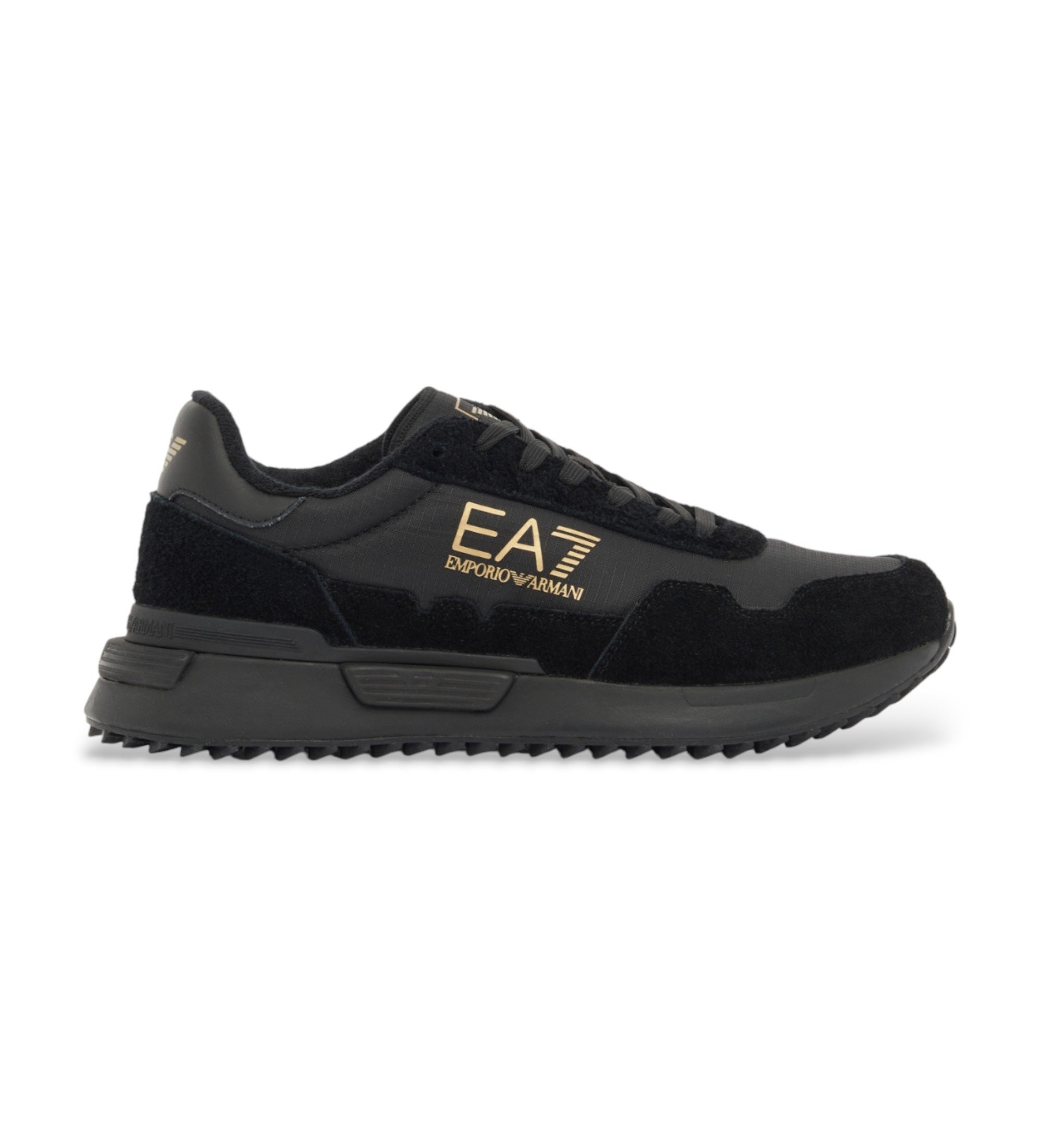 EA7 Unisex. 7X000380_AF19175 Laufschuhe Inspired Schwarz (42 2/3), Wohnung, Schnürsenkel, Sportlich