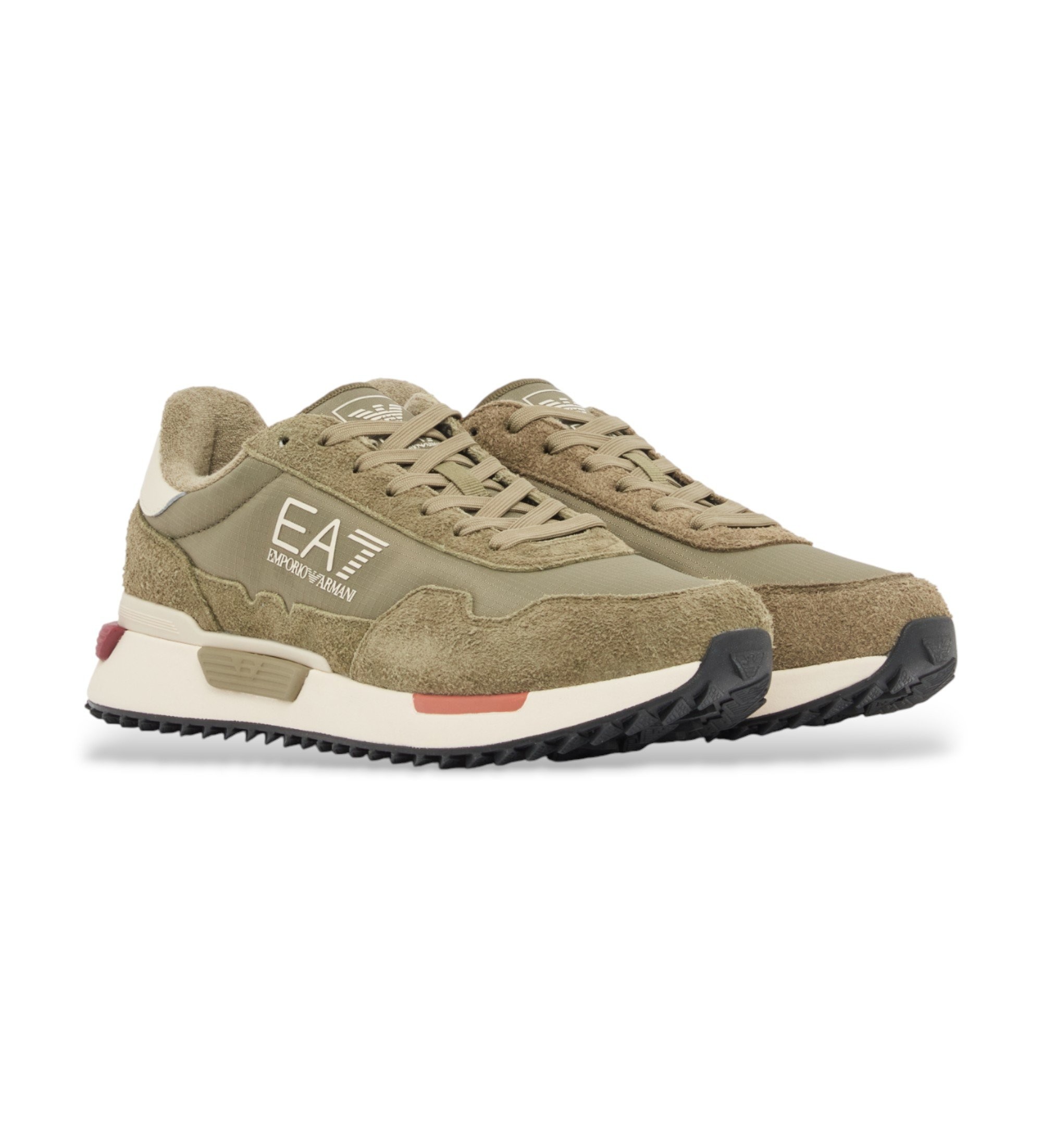 EA7 uniseks. 7X000380_AF19175 Złote trampki w stylu vintage (45 1/3), Dorado, Tkanina, 1 do 3 cm, Smycze, Zwykły