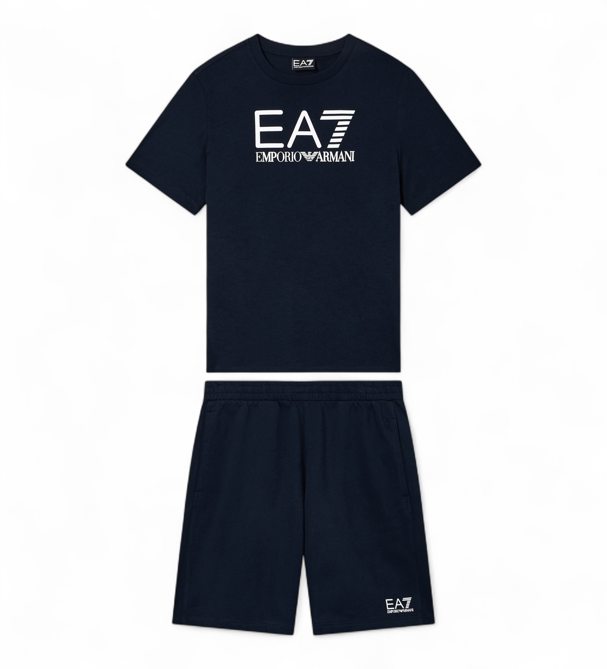 EA7 für Jungen. 7B000302_AF10375 Visibility Boy marinefarbenes Set (10Años= 142cm), Schwarz, Lässig, Sportlich, Baumwolle, Sportbekleidung,