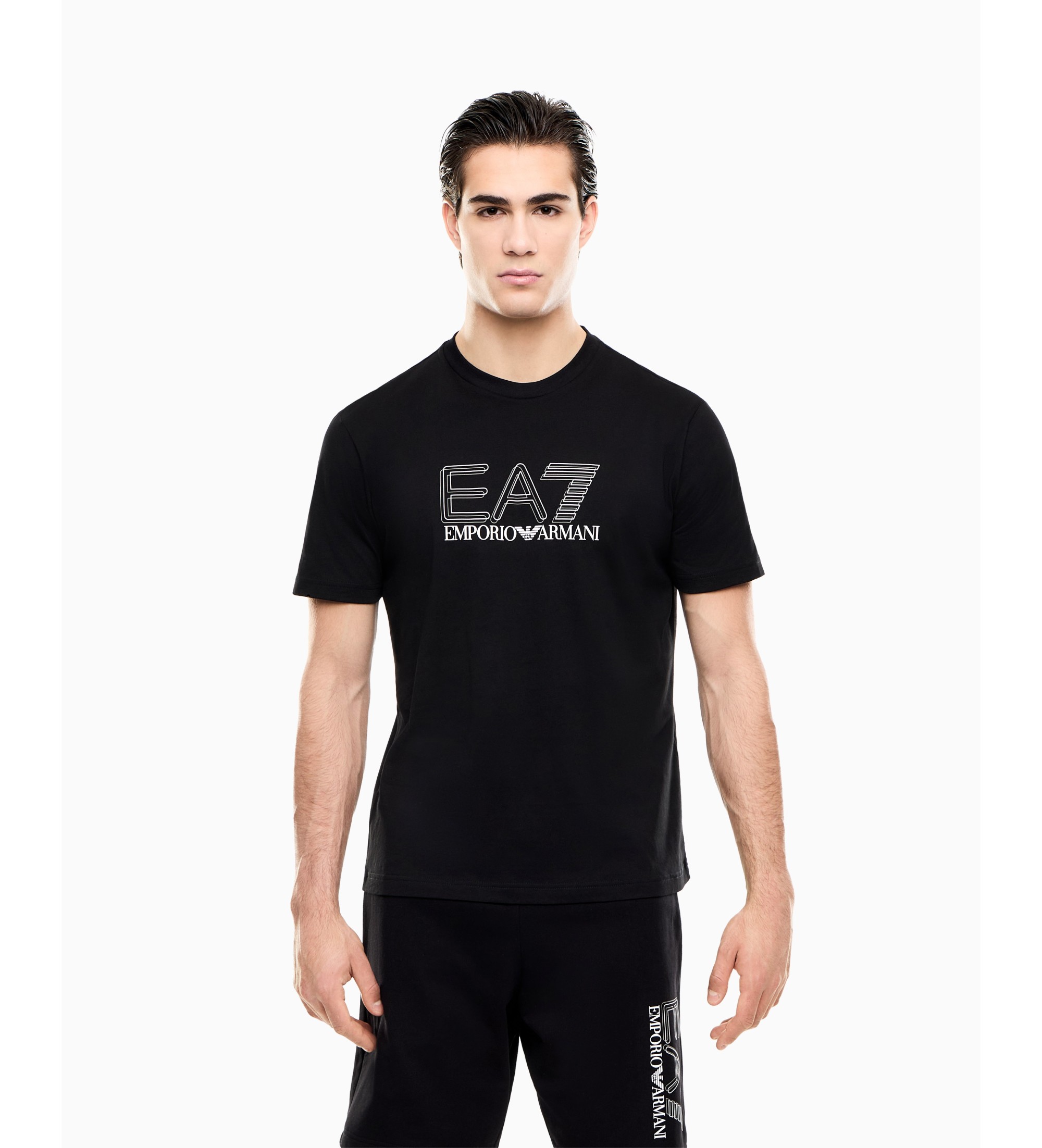 EA7 für Herren. 7M001307_AF10375 Visibility T-Shirt schwarz (M), Lässig, Baumwolle, Kurzarm