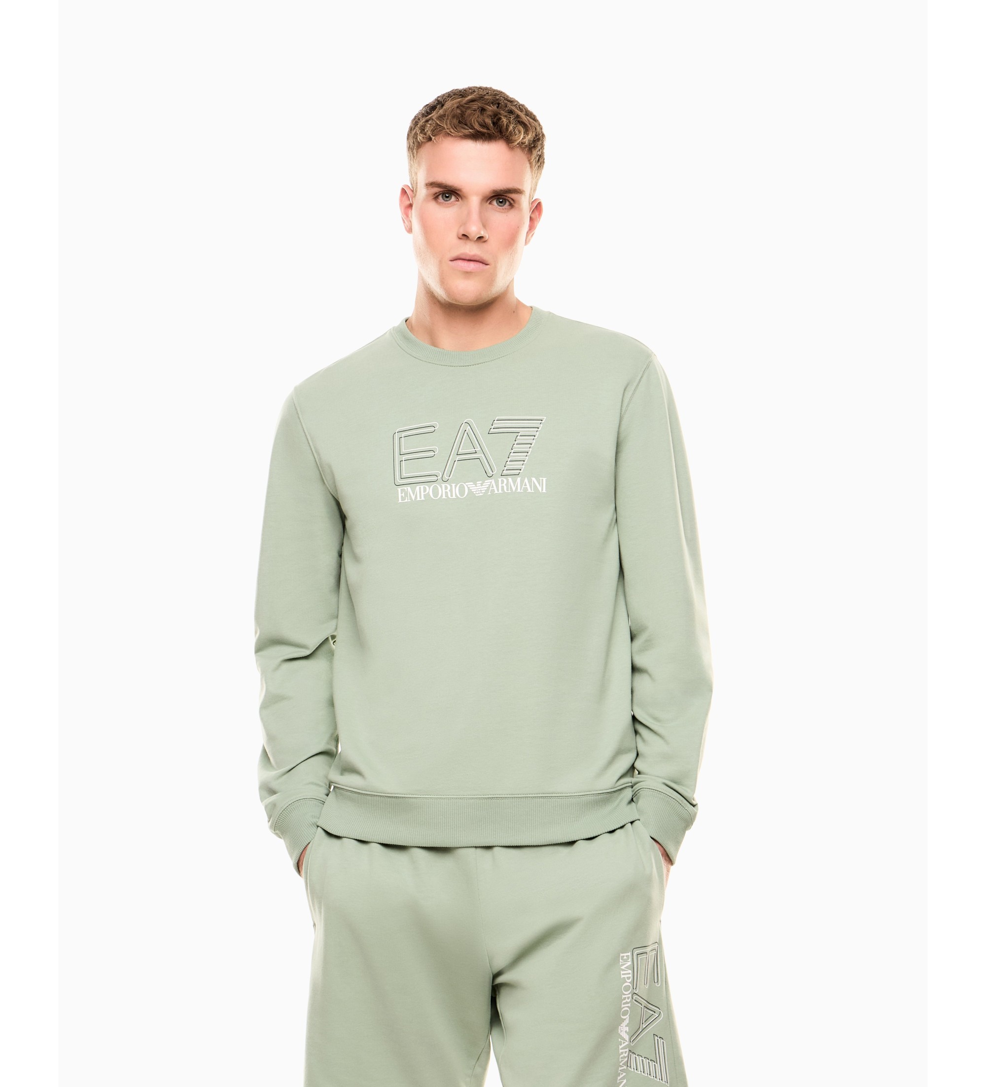 EA7 für Herren. 7M001312_AF13512 Sweatshirt Sichtbarkeit M grün (3XL), Lässig, Sportlich, Baumwolle, Sportbekleidung, Multisport, Kurzarm