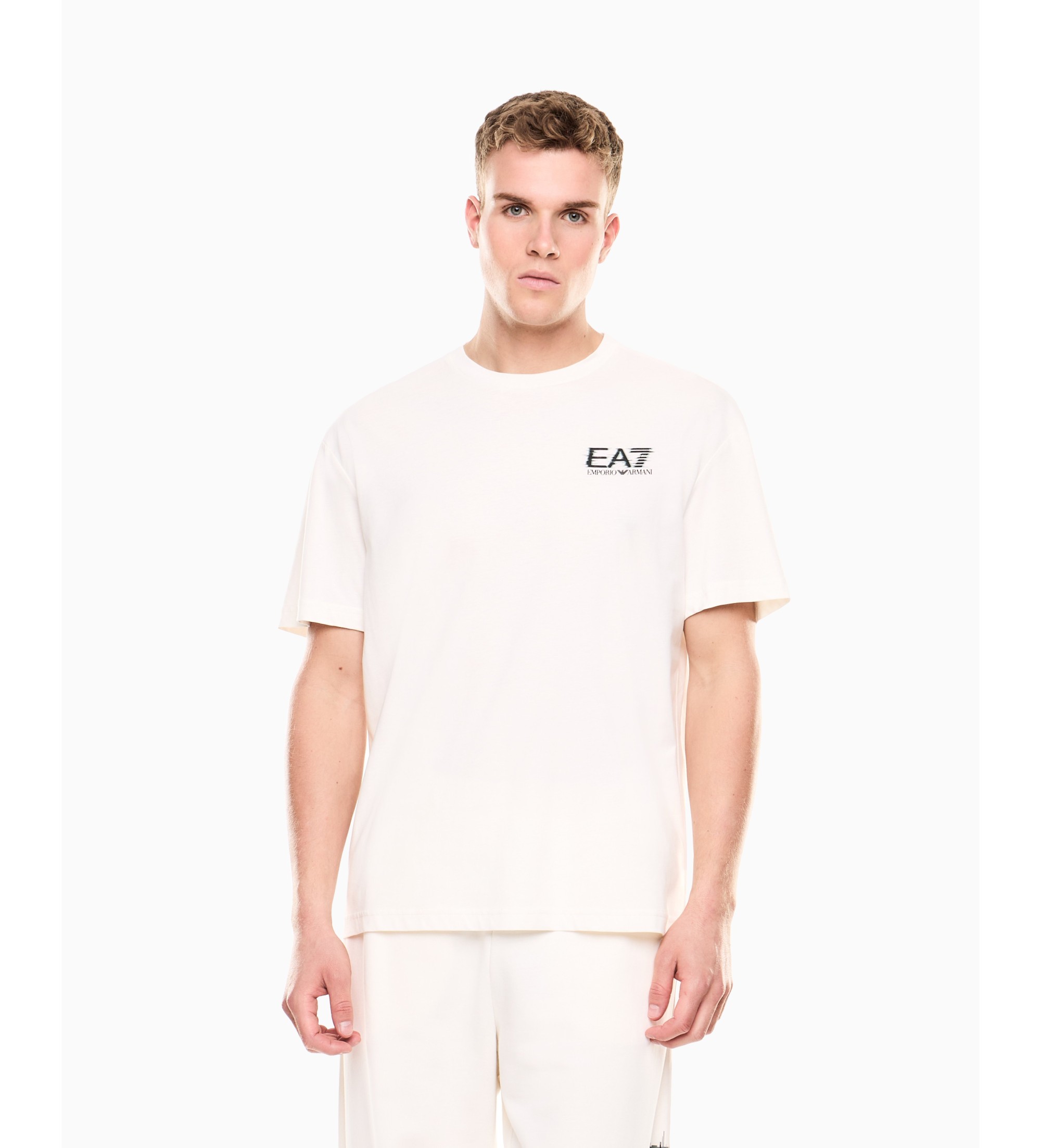 EA7 für Herren. 7M001327_AF17789 Sichtbarkeits-T-Shirt weiß (S), Lässig, Baumwolle, Kurzarm