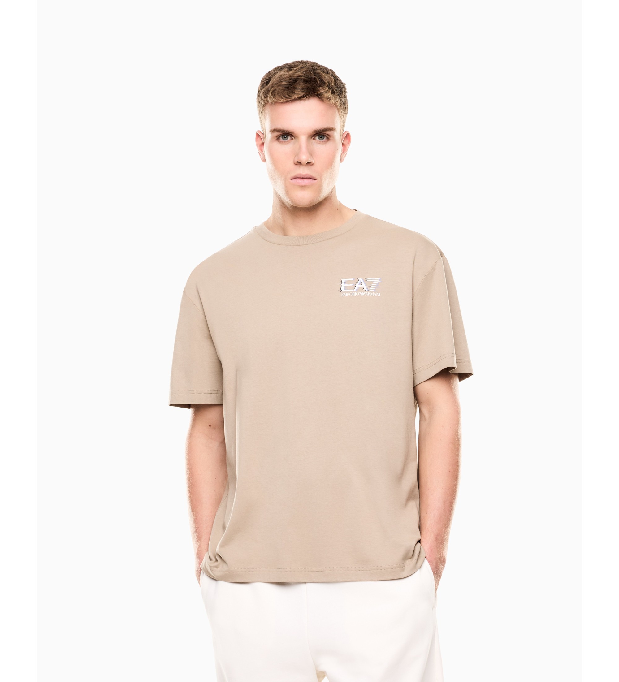 EA7 für Herren. 7M001327_AF17789 Sichtbarkeit T-shirt beige (M), Lässig, Baumwolle, Kurzarm