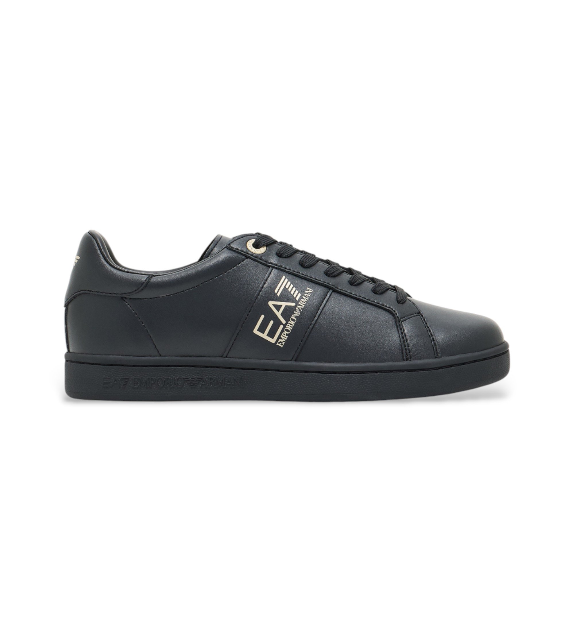 EA7 für Herren. 7X000332_AF10848 Klassische Leder-Sneakers schwarz (42 2/3), Wohnung, Schnürsenkel, Lässig