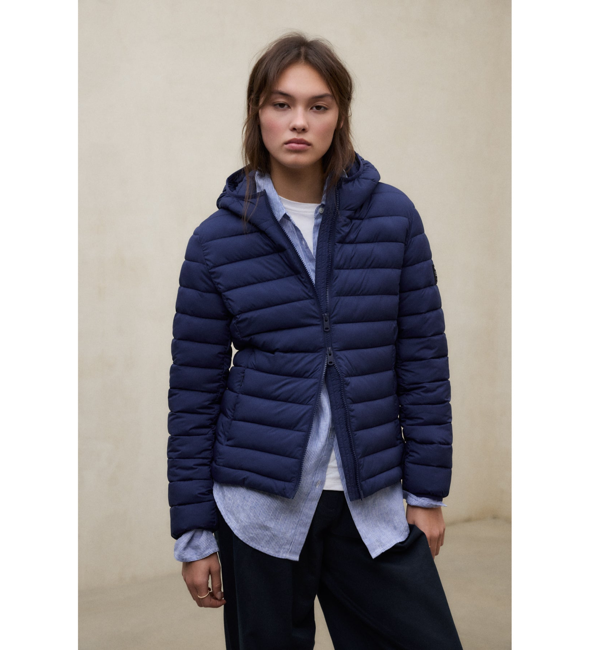 ECOALF für Damen. MCWGAJKATLAN0987S26-730 Atlantikblauer Mantel (M), Lässig, Recyceltes Polyester, Nachhaltig