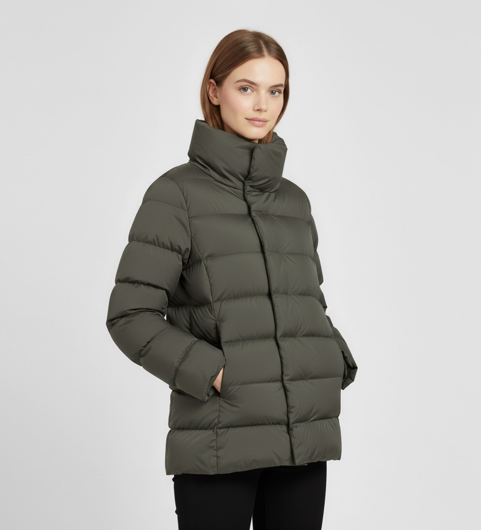 ECOALF für Damen. MCWGAJKMOORE0987W25-424 Moore grüner Mantel (M), Lässig, Recyceltes Polyester, Nachhaltig