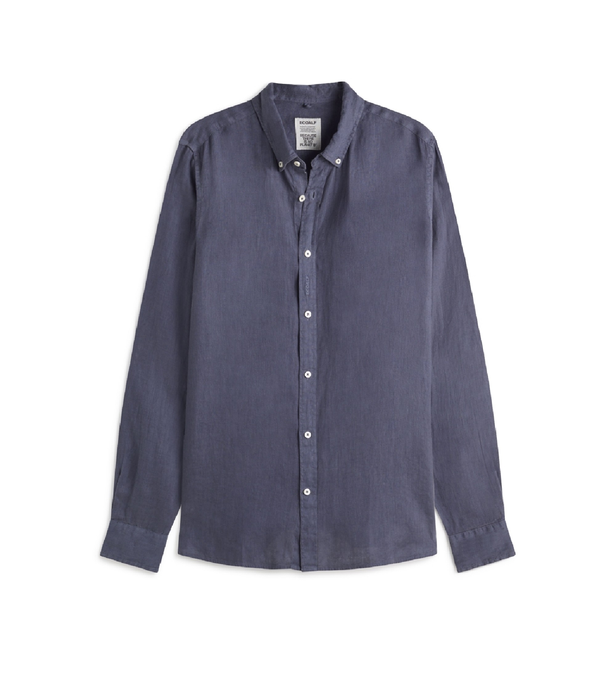 ECOALFvoor mannen. MCMGASRMALIB0725S24-168 Malibu marine overhemd (M), Casual, Vlas, Lange mouwen, Marineblauw