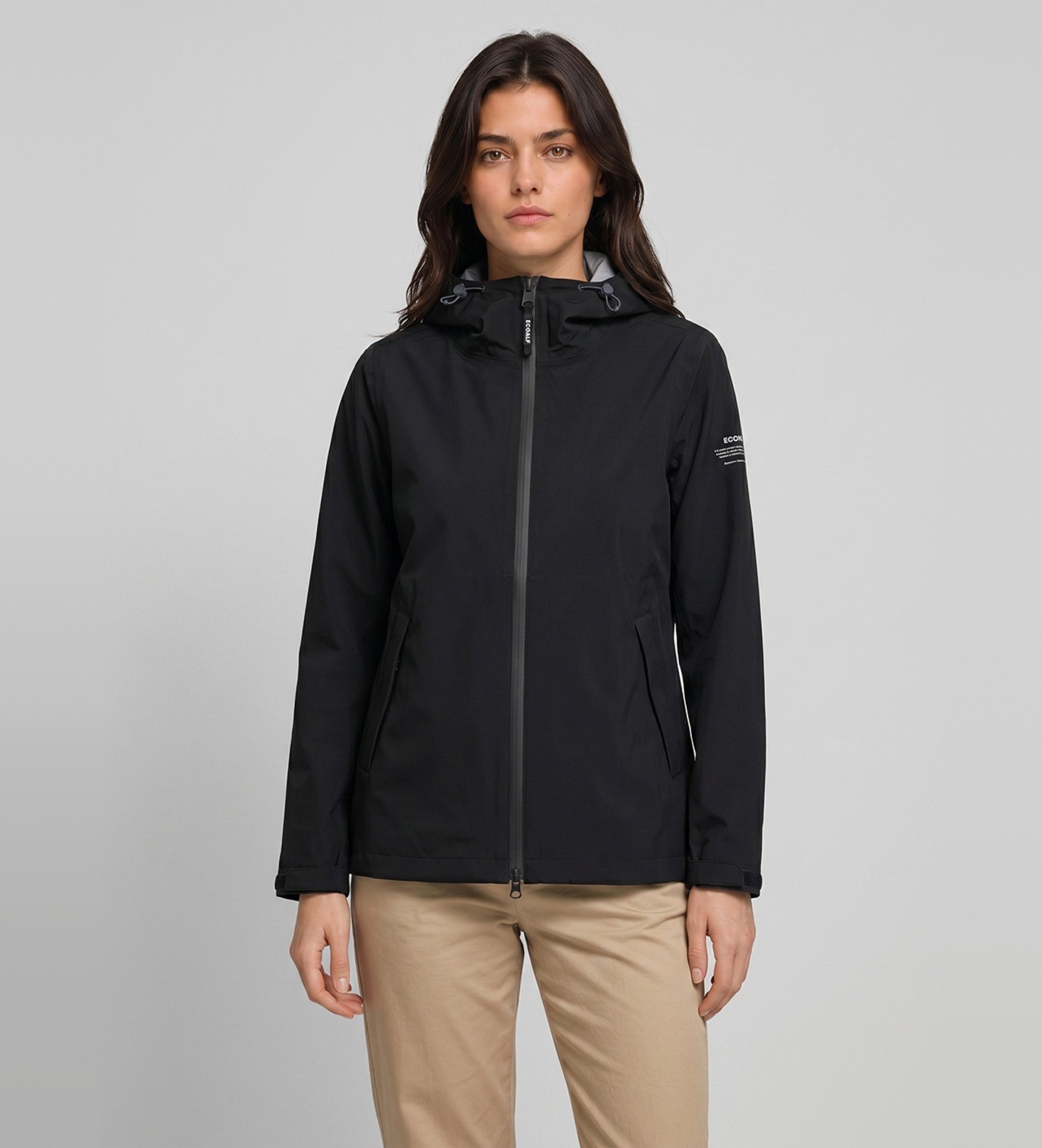ECOALF für Damen. MCWGAJKDILUV0434W26-319 Jacke ?Diluvio? in Schwarz (L), Lässig, Recyceltes Polyester