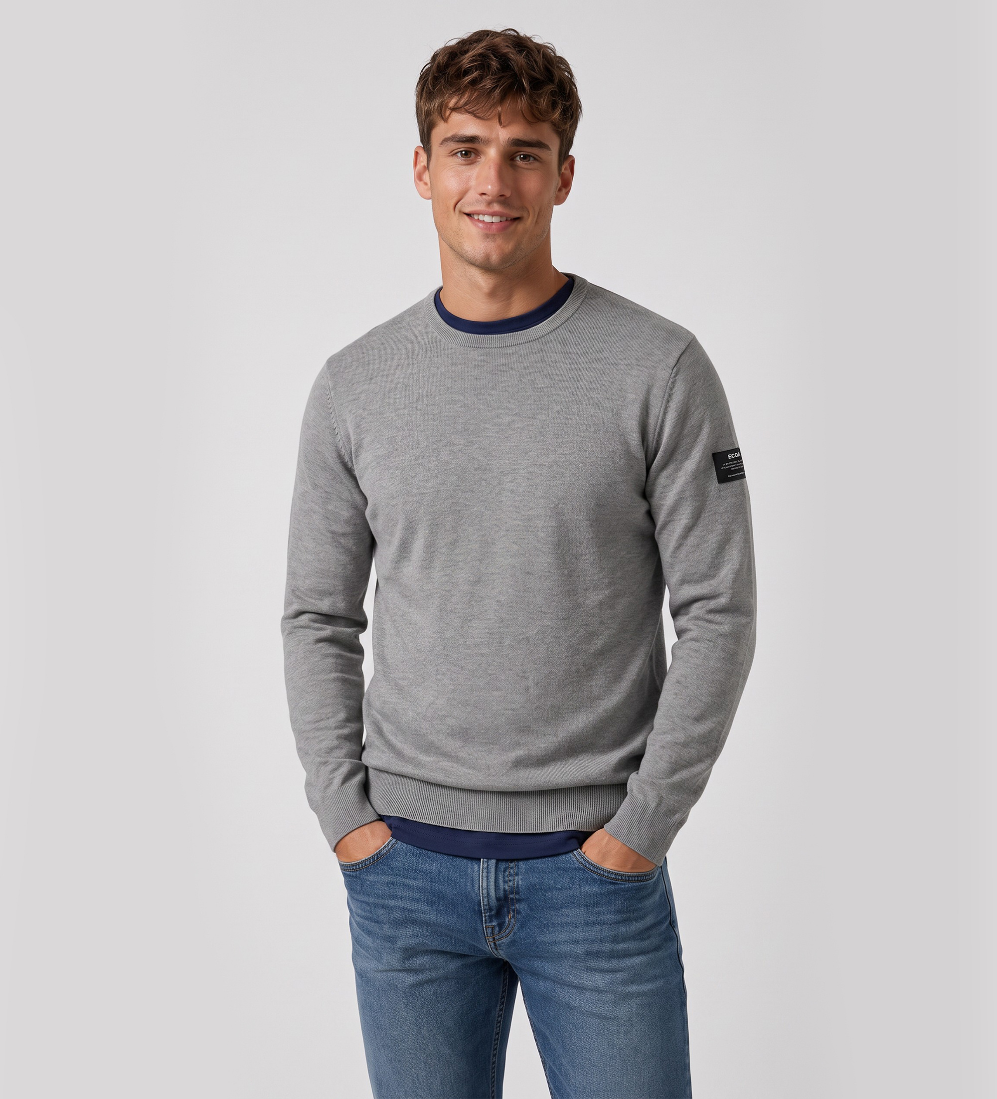ECOALF für Herren. MCMGAKNBAYON0666W26-339 Pullover Bayona grau (L), Lässig, Langarm, Nachhaltig, Recycelte Wolle