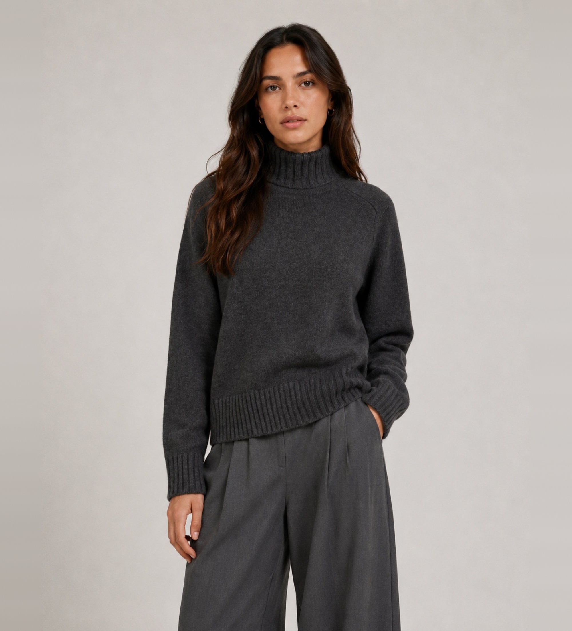 ECOALF für Damen. MCWGAKNCAQUI0632W26-338 Pullover Caqui dunkelgrau (S), Lässig, Langarm, Nachhaltig, Recycelte Wolle